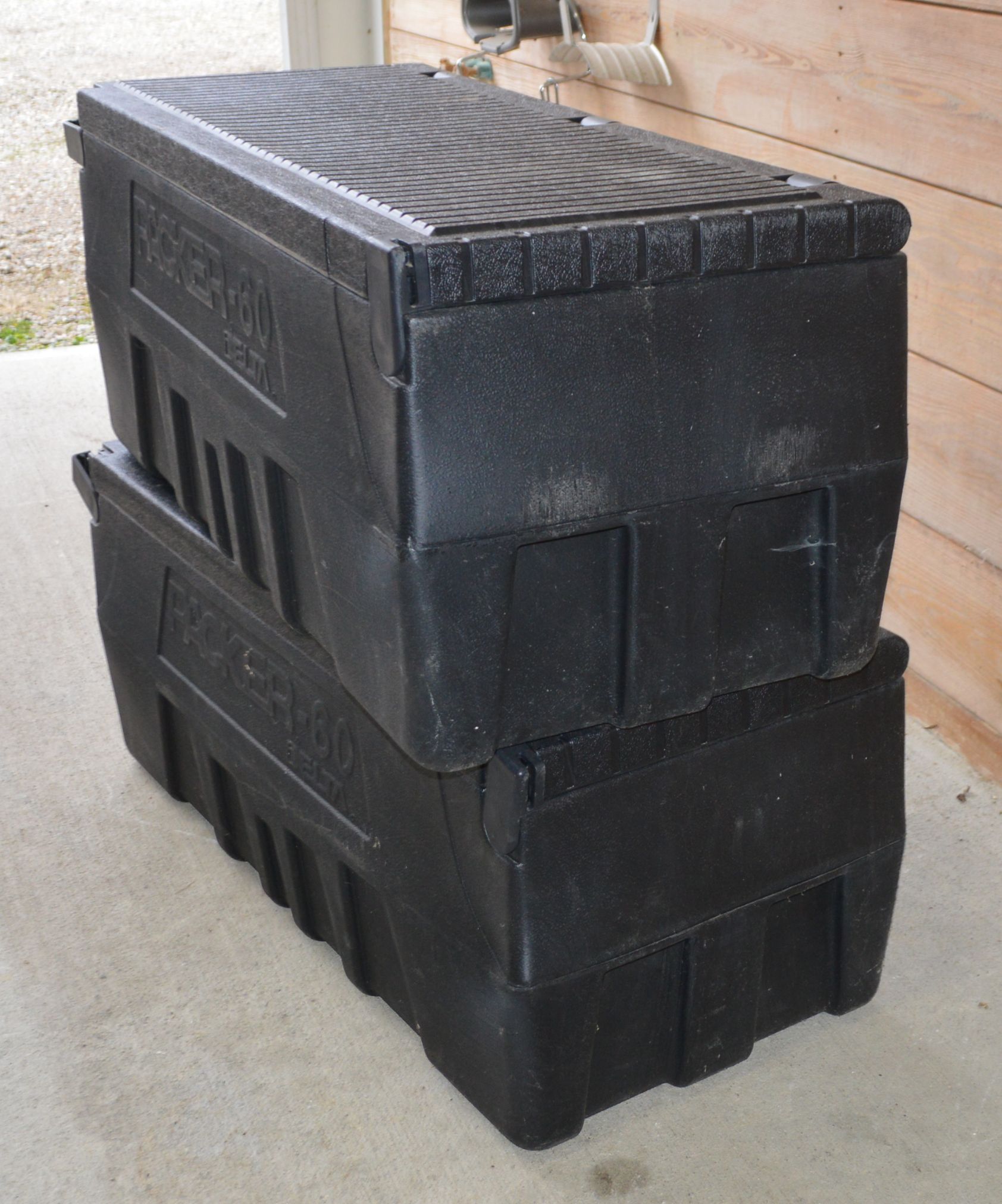 Pair of Delta Packer-60 Plastic Truck Tool Boxes