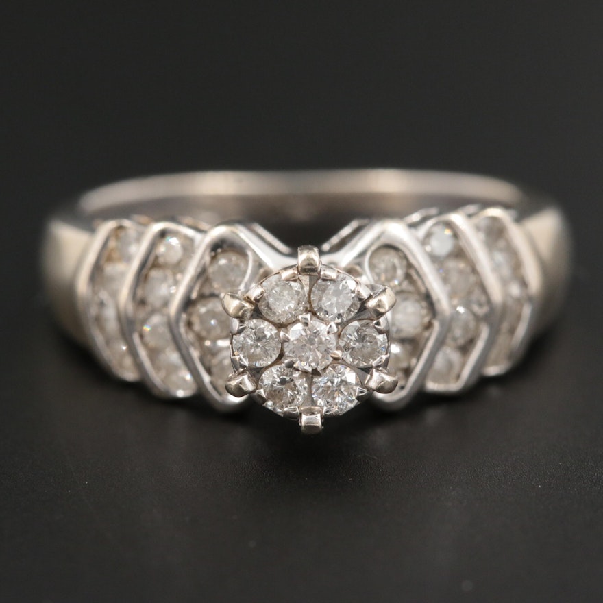 14K White Gold Diamond Ring