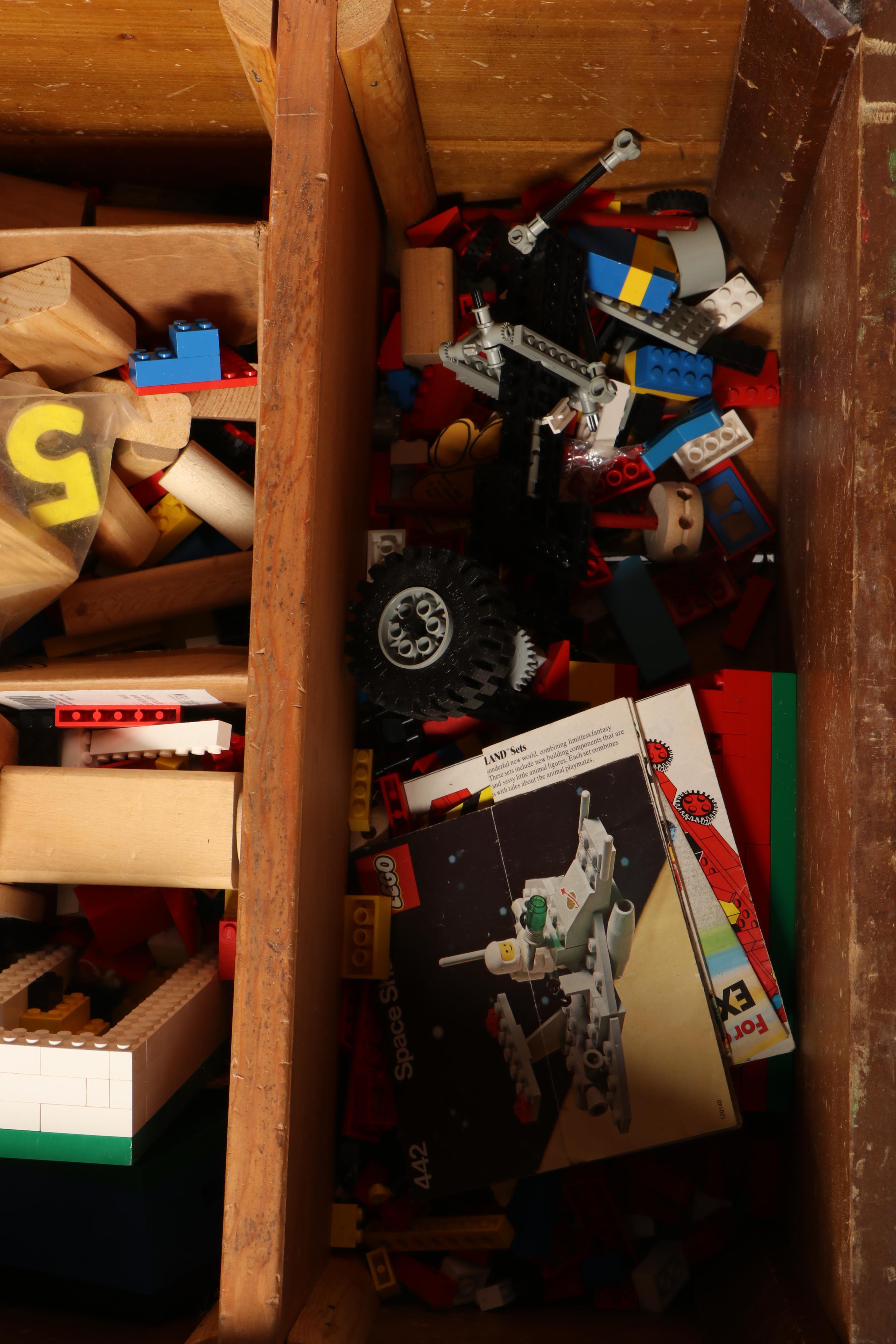 Vintage Poplar Toy Chest with Lego and Building Block Toys