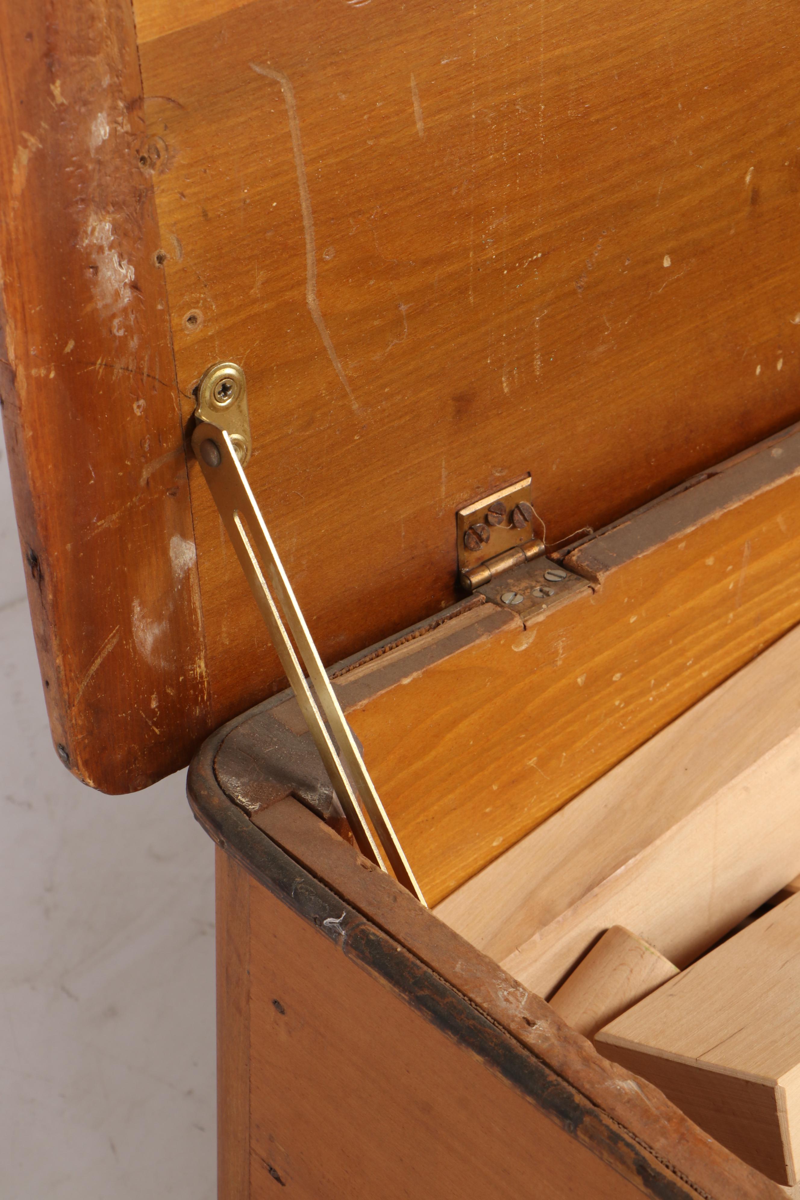 Vintage Poplar Toy Chest with Lego and Building Block Toys