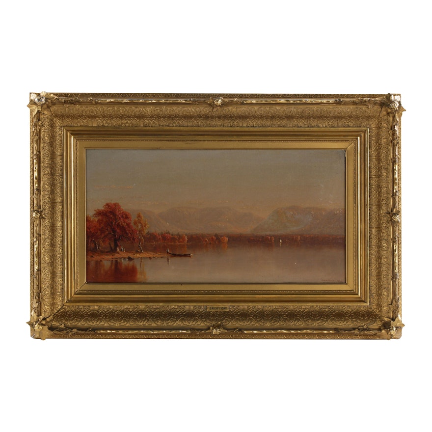 Sanford Gifford Luminist Oil Painting of Lake Sunapee, 1860