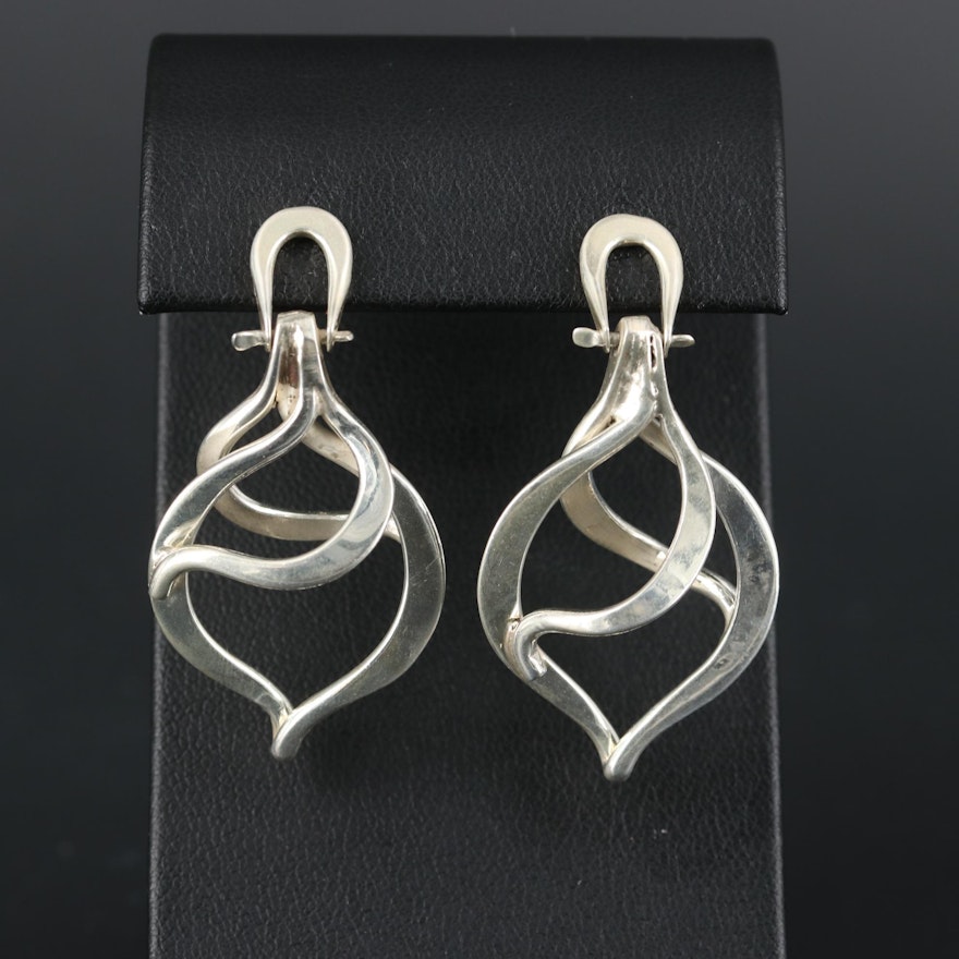Sterling Silver Hinged Dangle Earrings