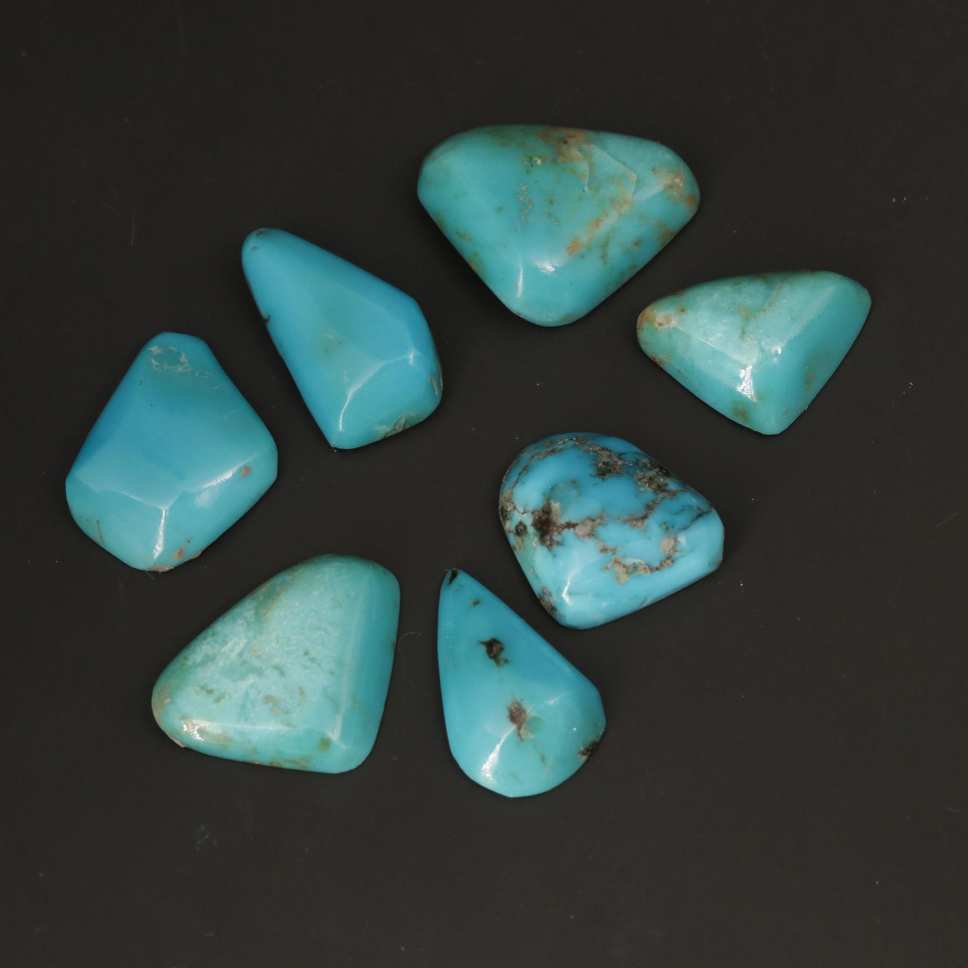 Loose 59.89 Freeform Stabilized Turquoise Cabochon Assortment