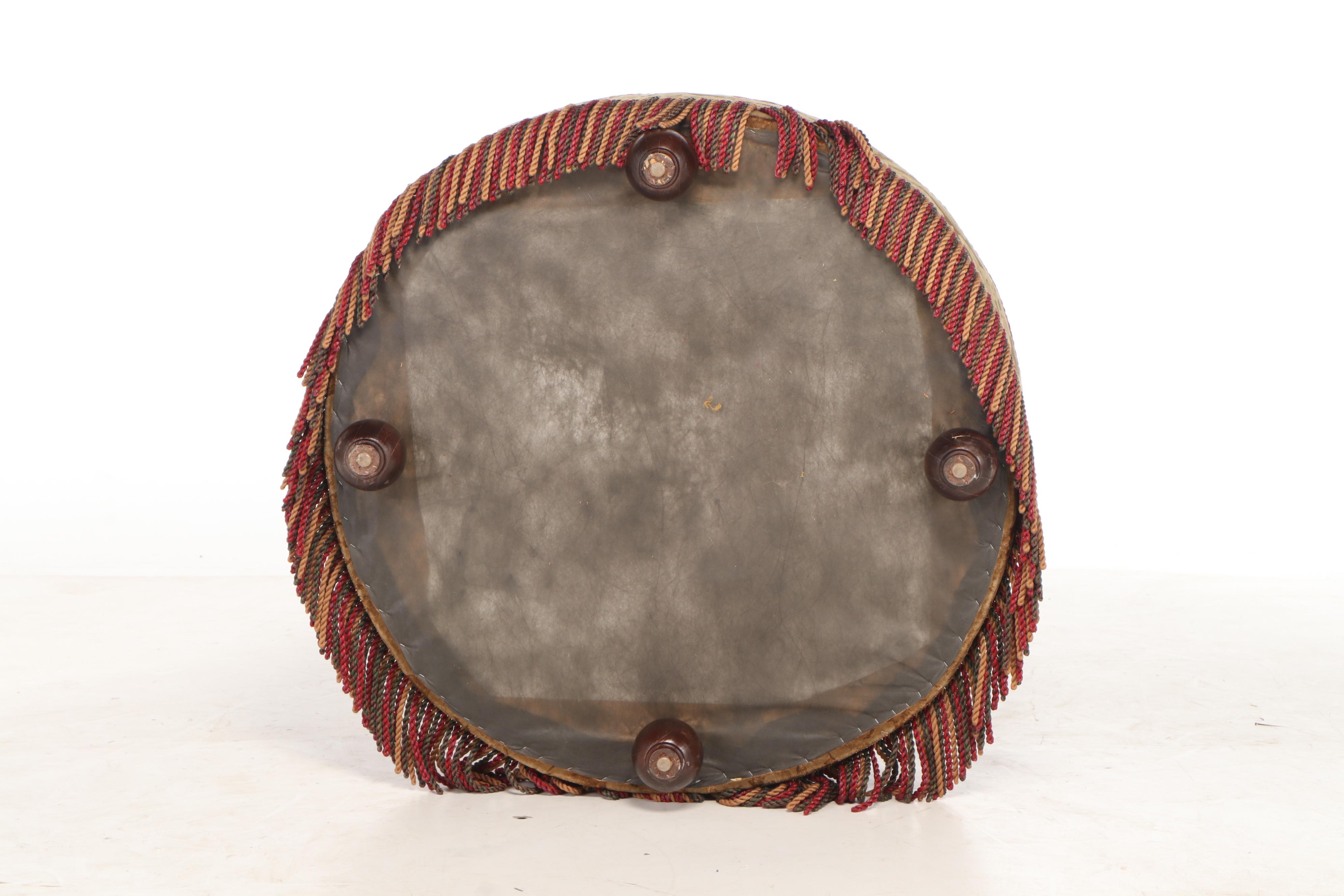 Velvet Damask Upholstered Sofa and Ottoman