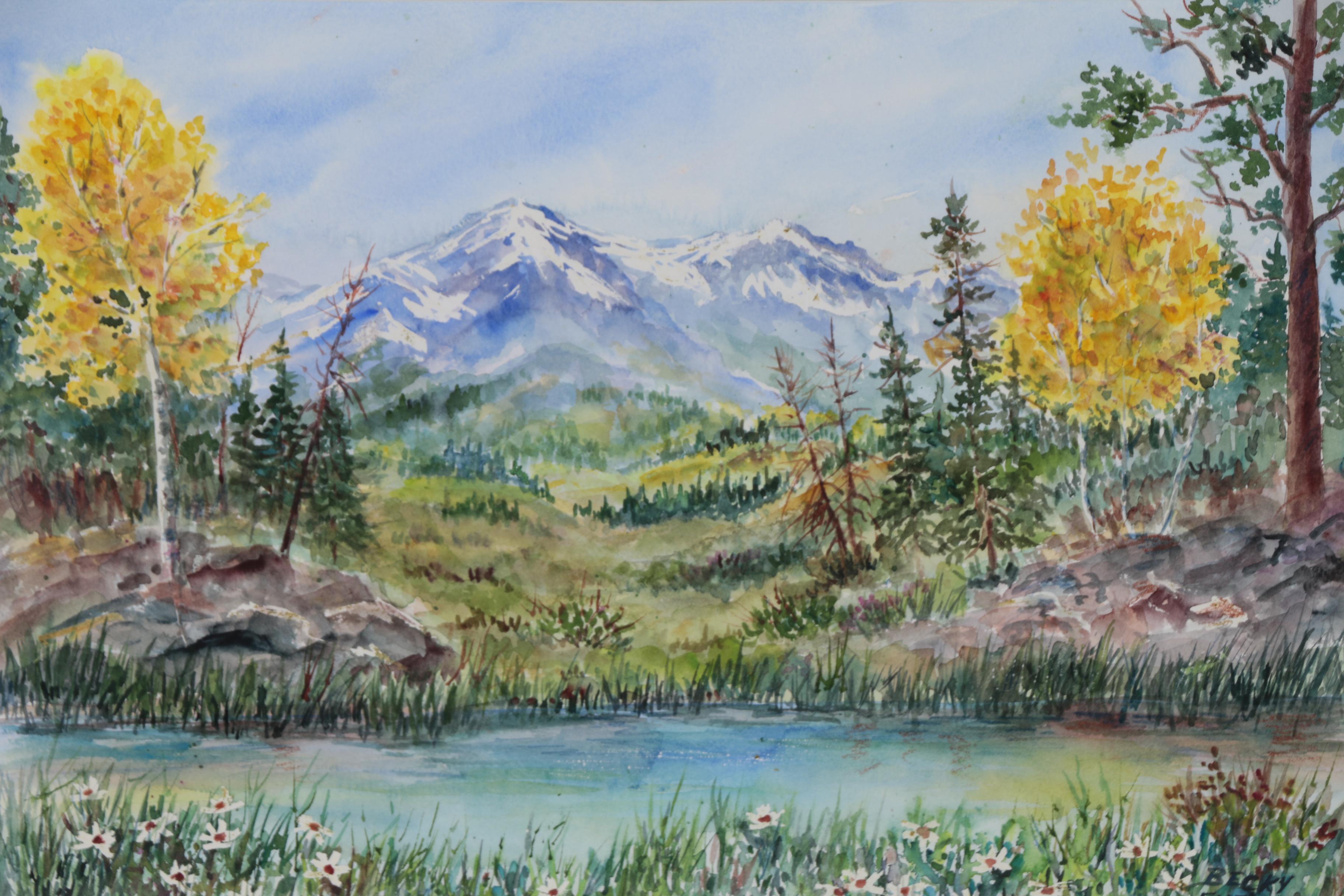 Becky Everitt Watercolor Painting of Mountain Scene