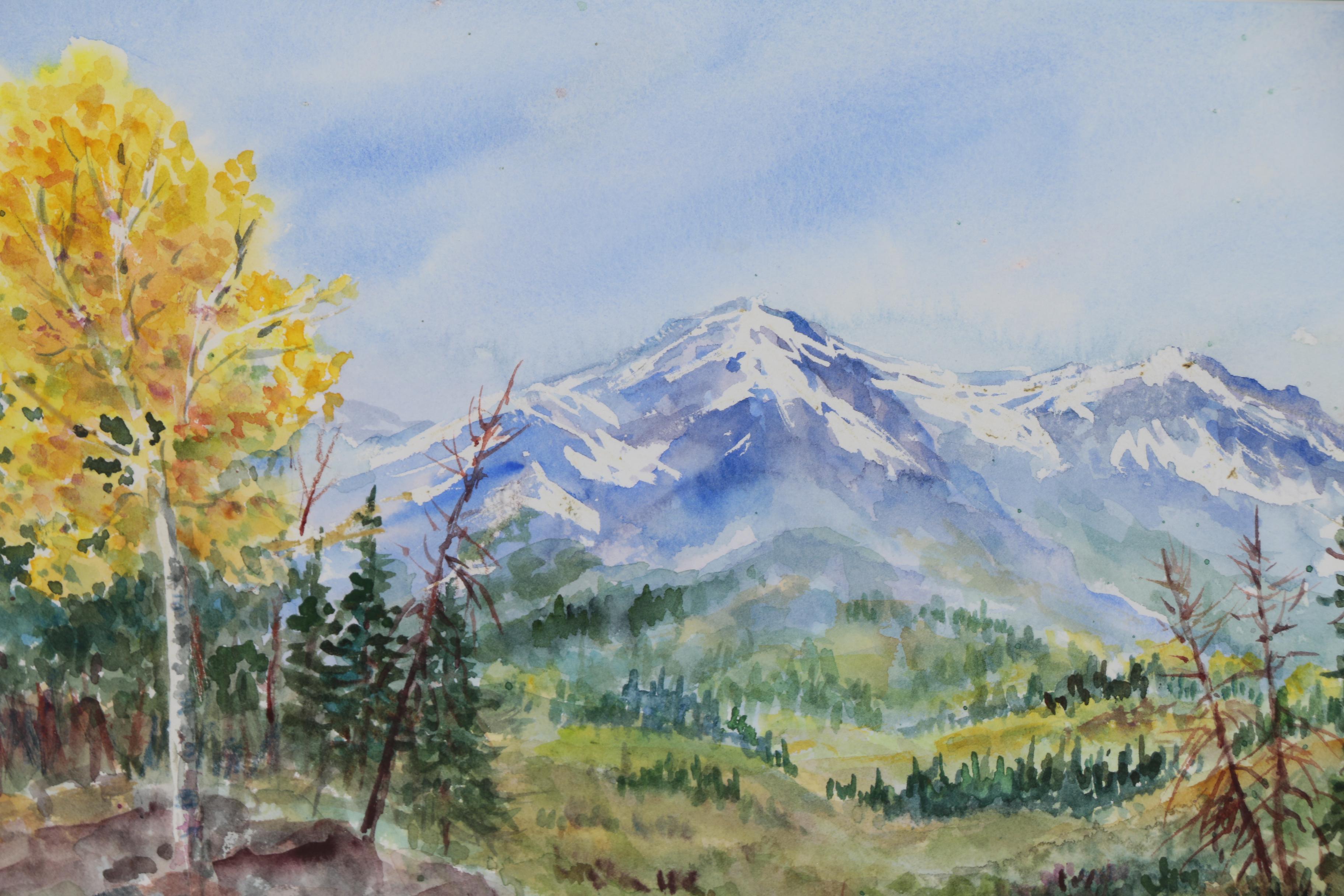 Becky Everitt Watercolor Painting of Mountain Scene