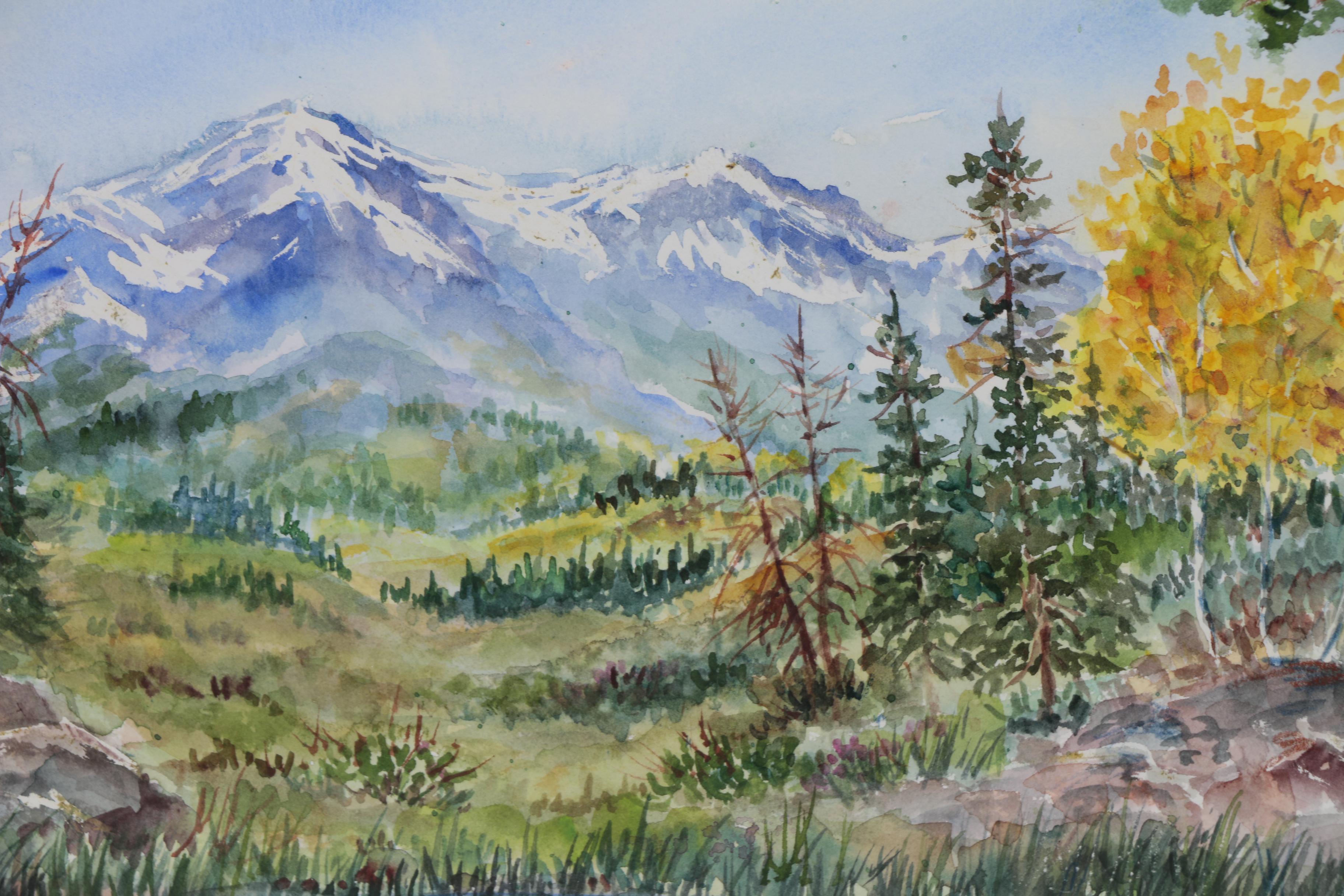 Becky Everitt Watercolor Painting of Mountain Scene