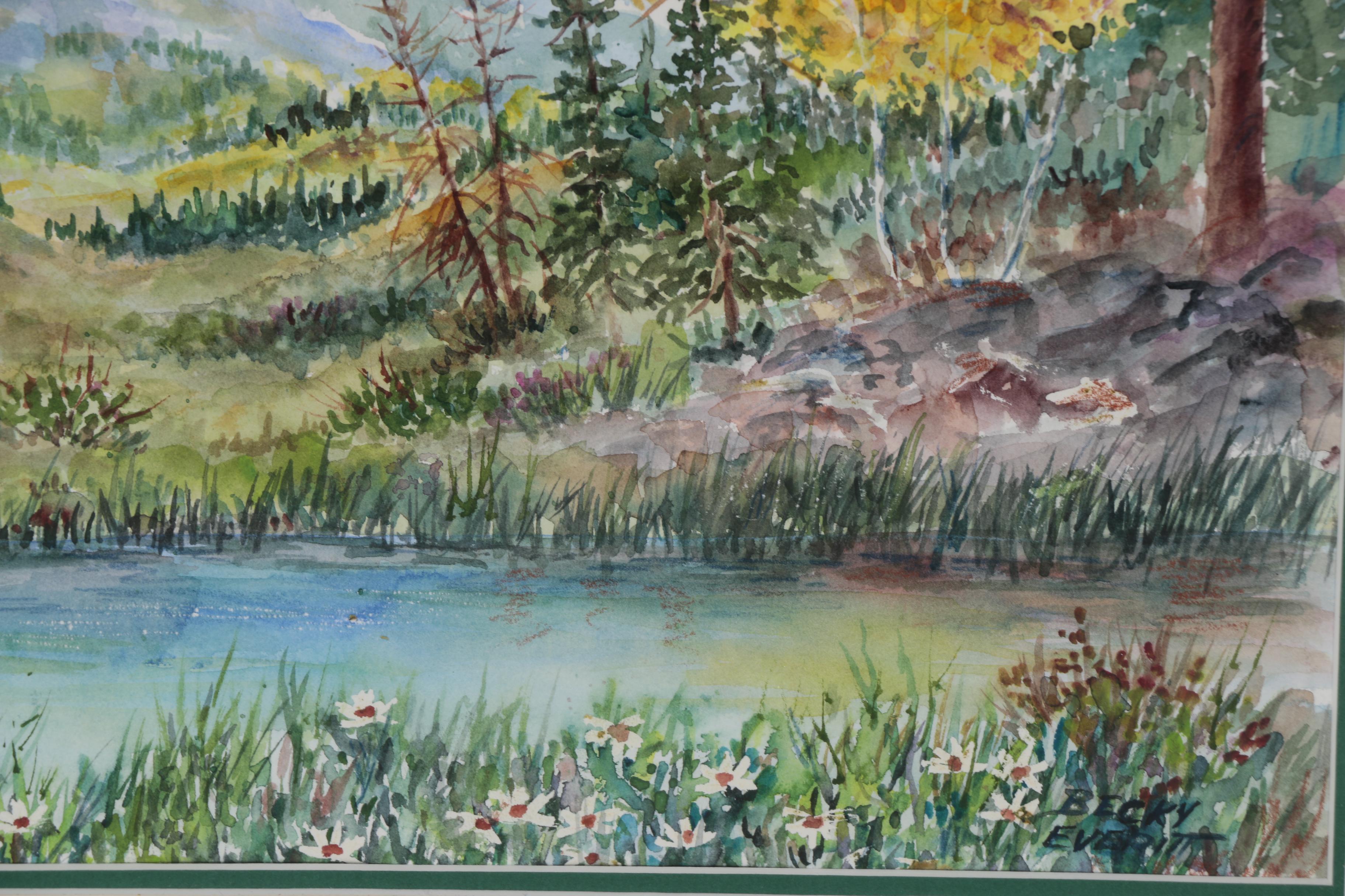 Becky Everitt Watercolor Painting of Mountain Scene