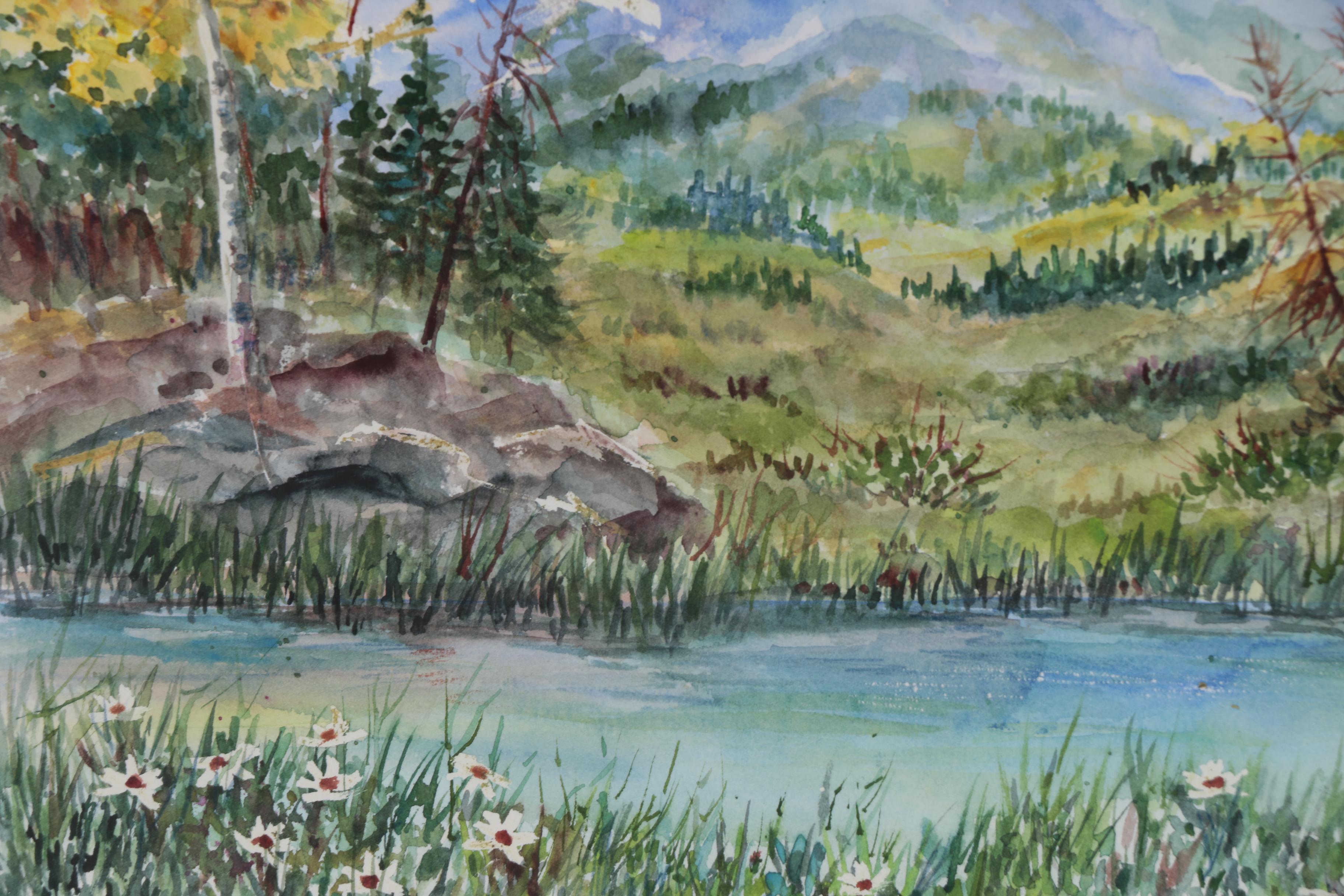 Becky Everitt Watercolor Painting of Mountain Scene