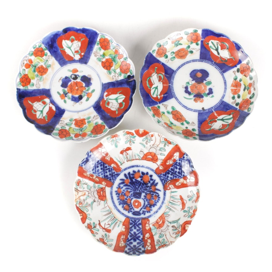 Japanese Hand-Painted Imari Porcelain Chargers, Early 20th Century