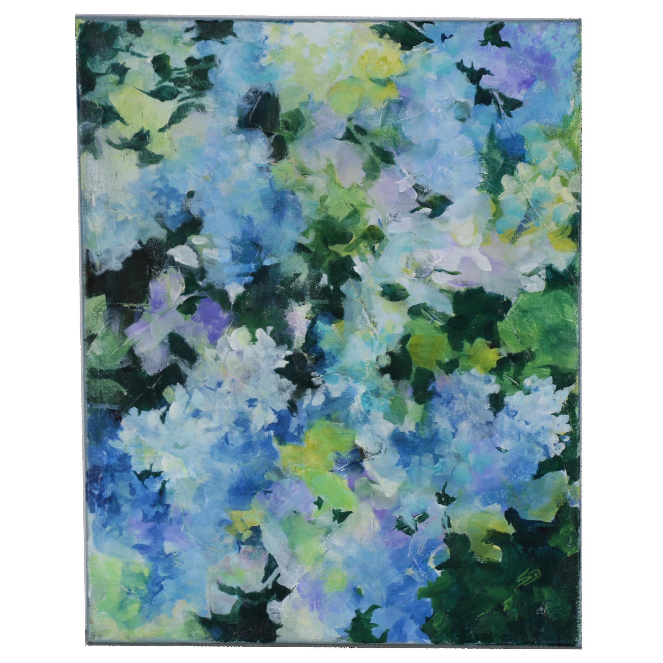 Sue Dion Acrylic Painting "Hydrangea Blue", 2019