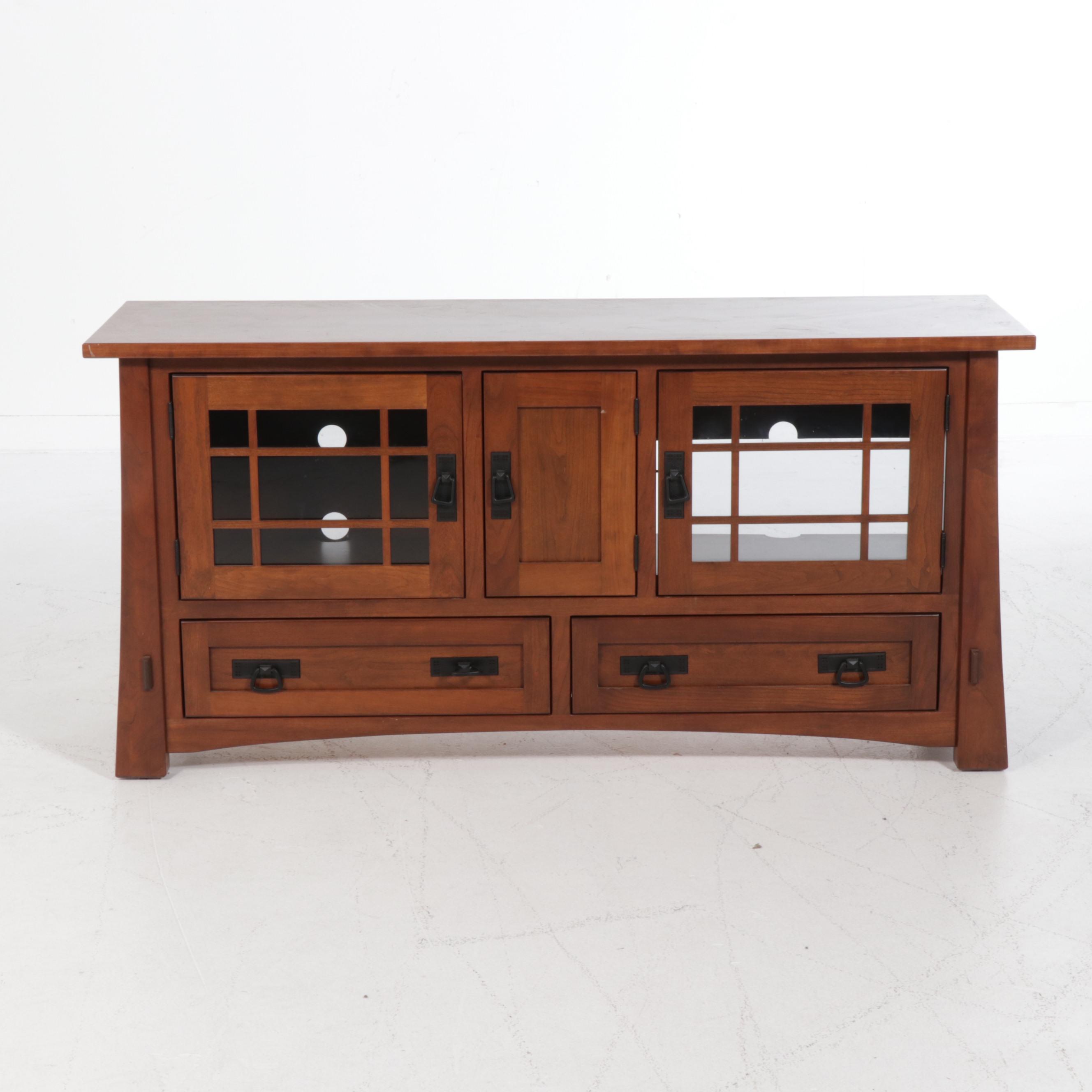 Arts & Crafts Style "Amish Country" Signed Cherry Media Cabinet, Contemporary