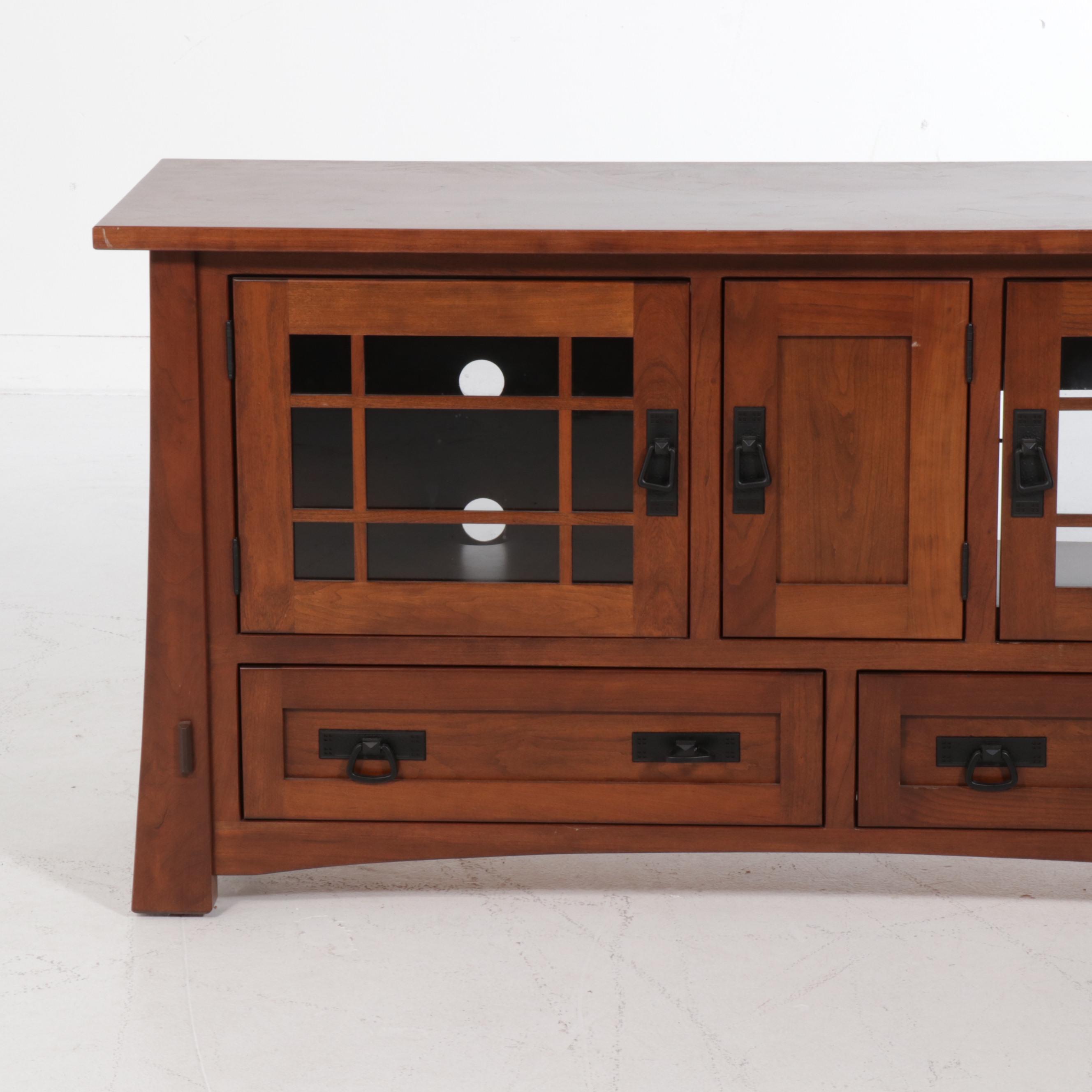 Arts & Crafts Style "Amish Country" Signed Cherry Media Cabinet, Contemporary