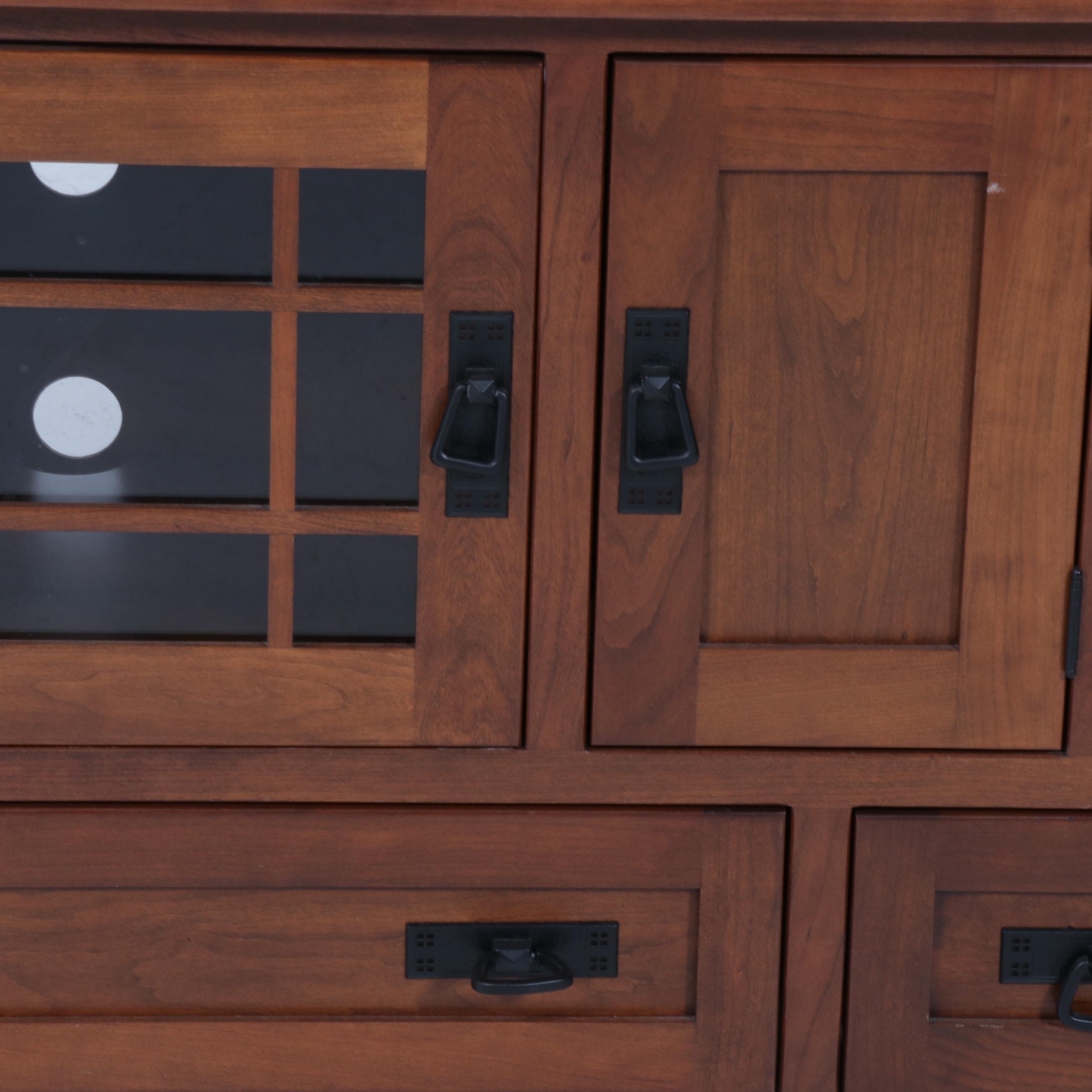 Arts & Crafts Style "Amish Country" Signed Cherry Media Cabinet, Contemporary