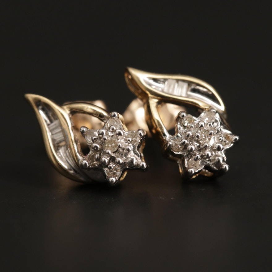 10K Yellow Gold Diamond Earrings