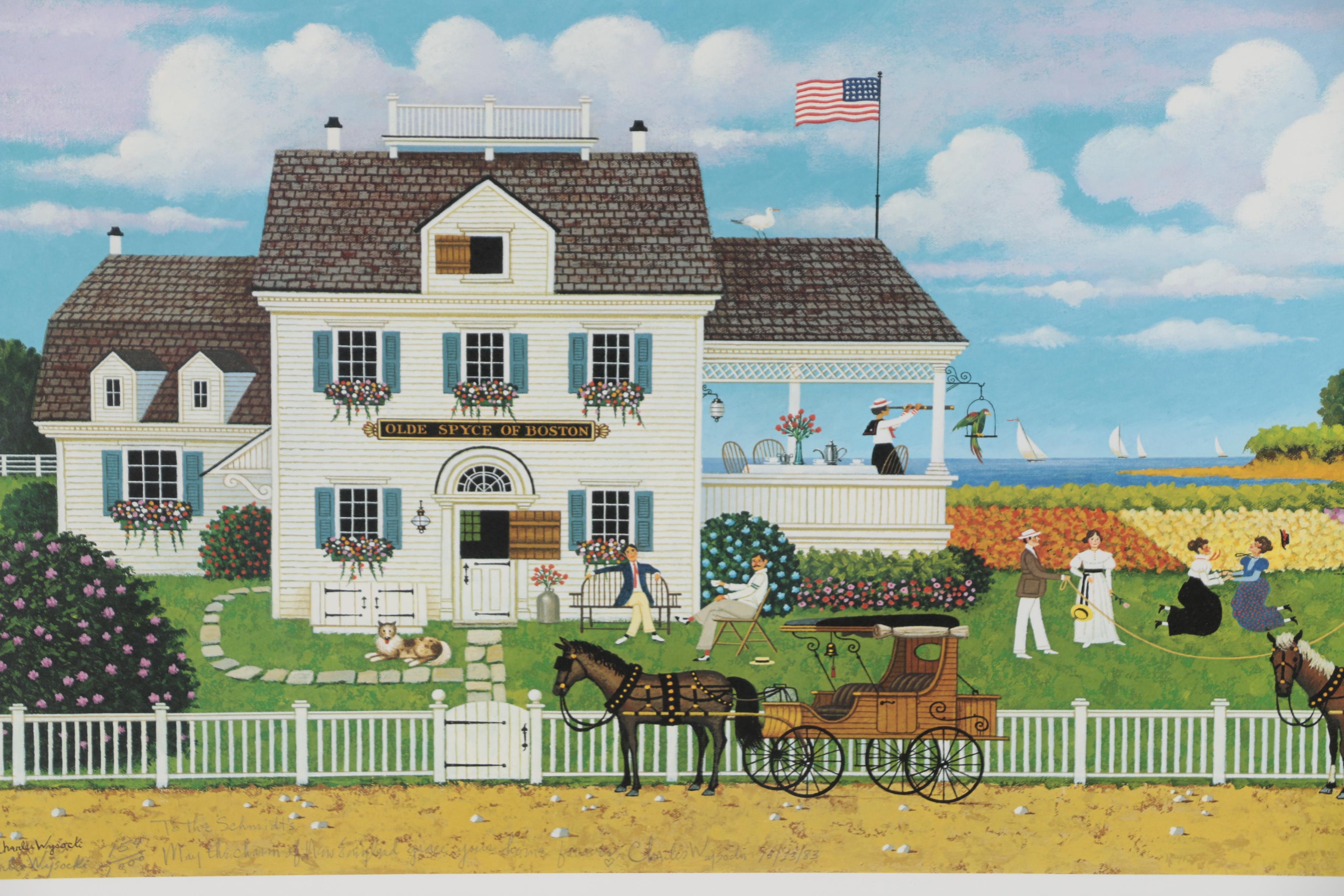 Charles Wysocki Offset Lithograph "Tea by the Sea", 1983