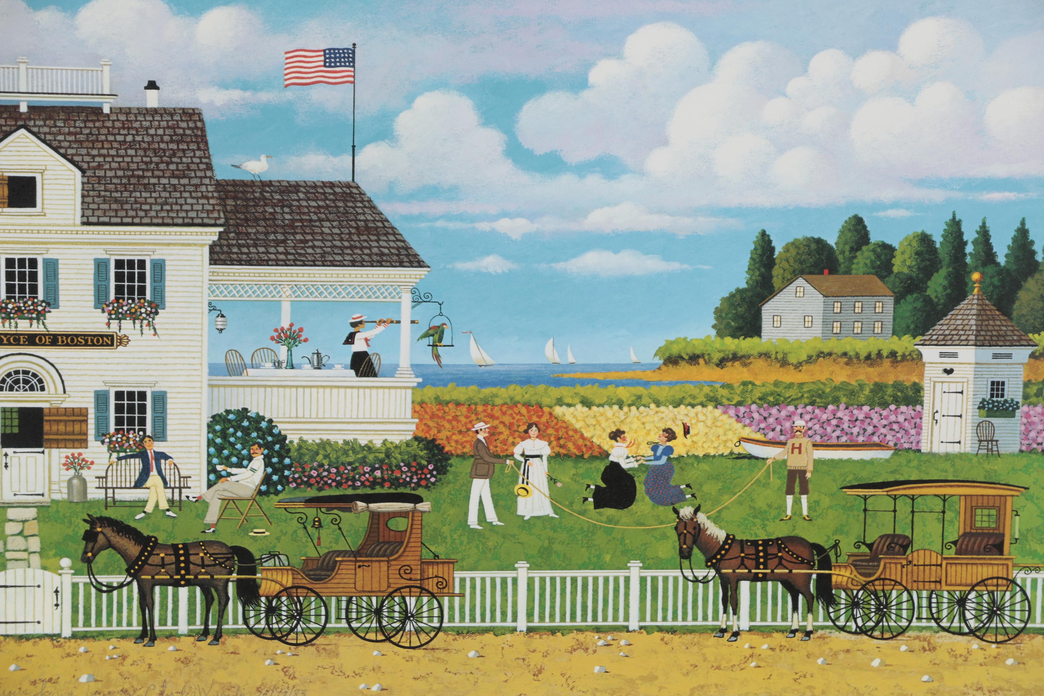 Charles Wysocki Offset Lithograph "Tea by the Sea", 1983