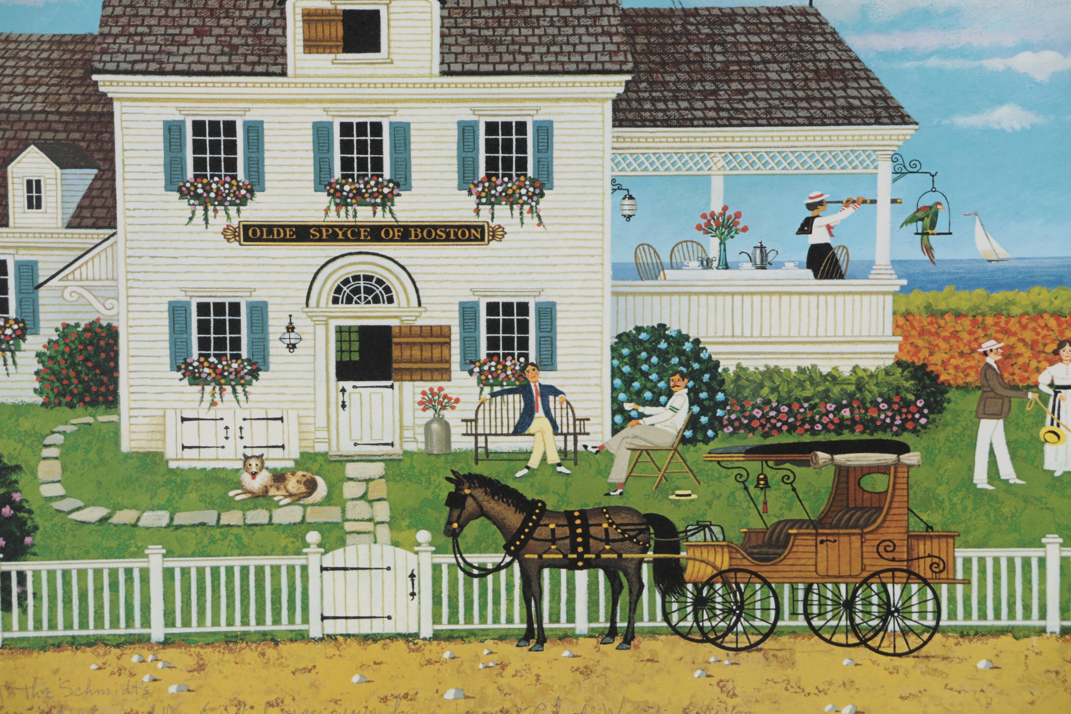 Charles Wysocki Offset Lithograph "Tea by the Sea", 1983