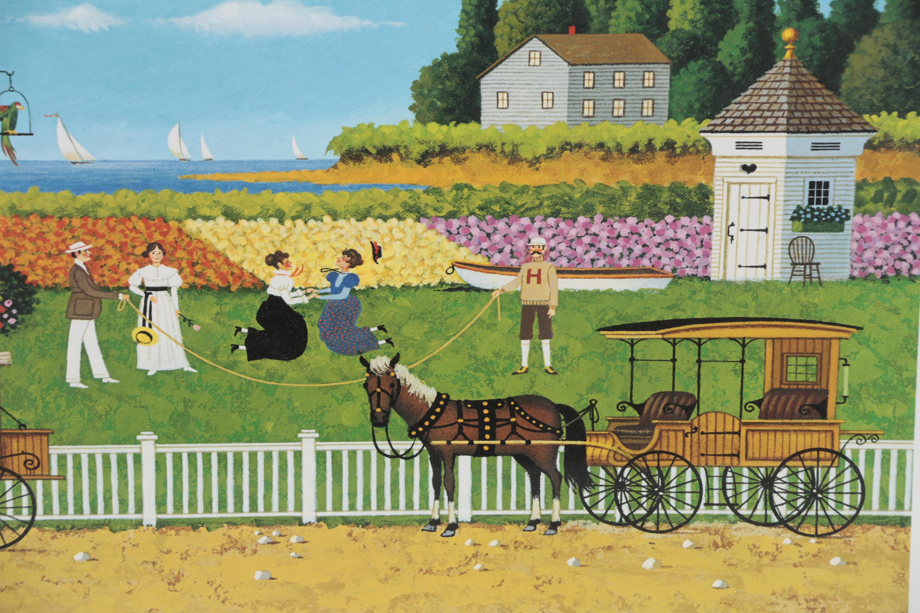 Charles Wysocki Offset Lithograph "Tea by the Sea", 1983