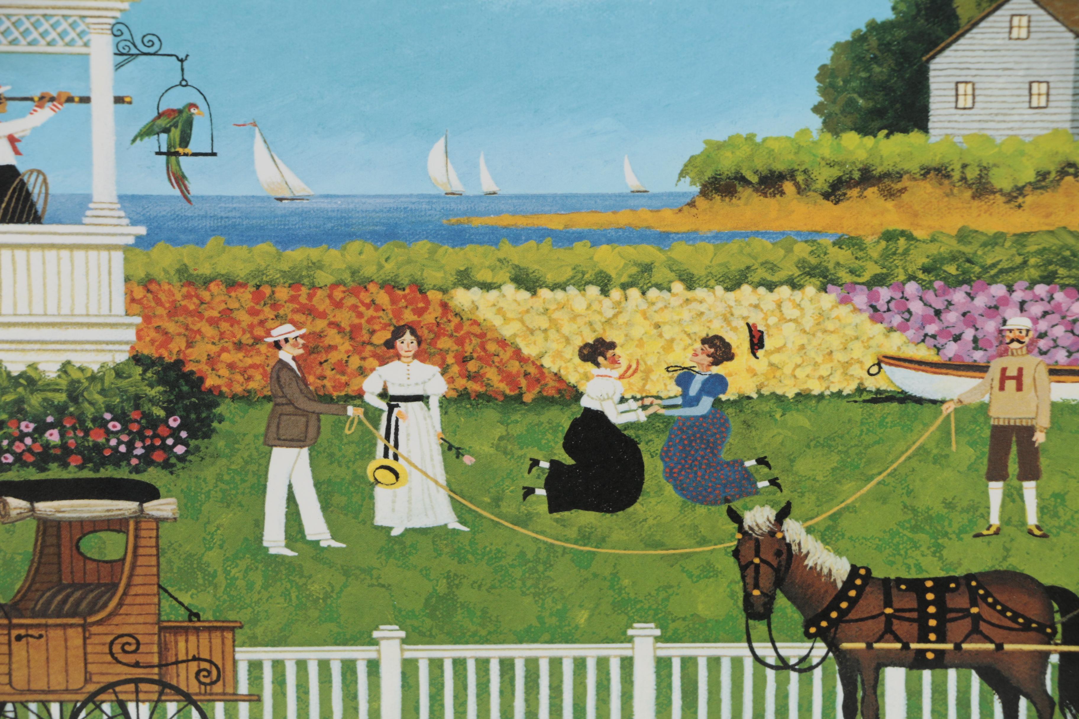 Charles Wysocki Offset Lithograph "Tea by the Sea", 1983