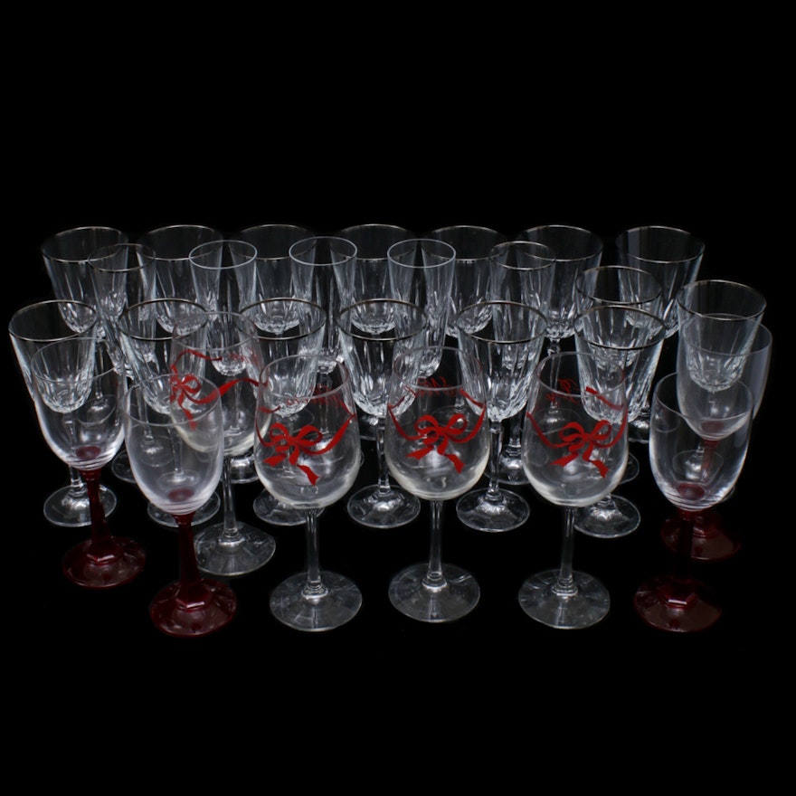 Crystal Stemware with Holiday Wine Glasses