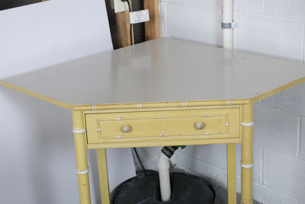 Thomasville "Bali Hai" Bamboo Style Corner Vanity and Chair, Mid 20th Century