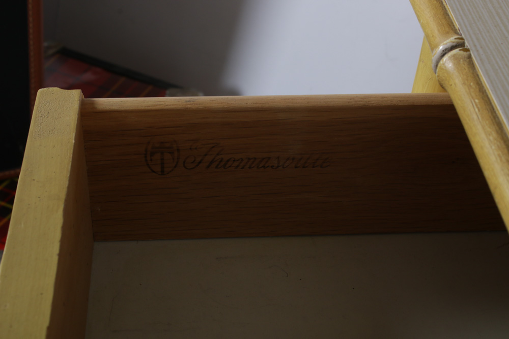 Thomasville "Bali Hai" Bamboo Style Corner Vanity and Chair, Mid 20th Century