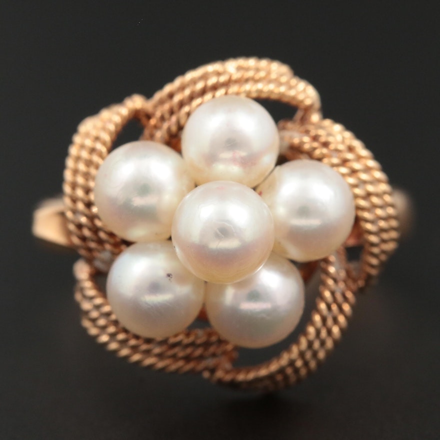 14K Yellow Gold Cultured Pearl Ring