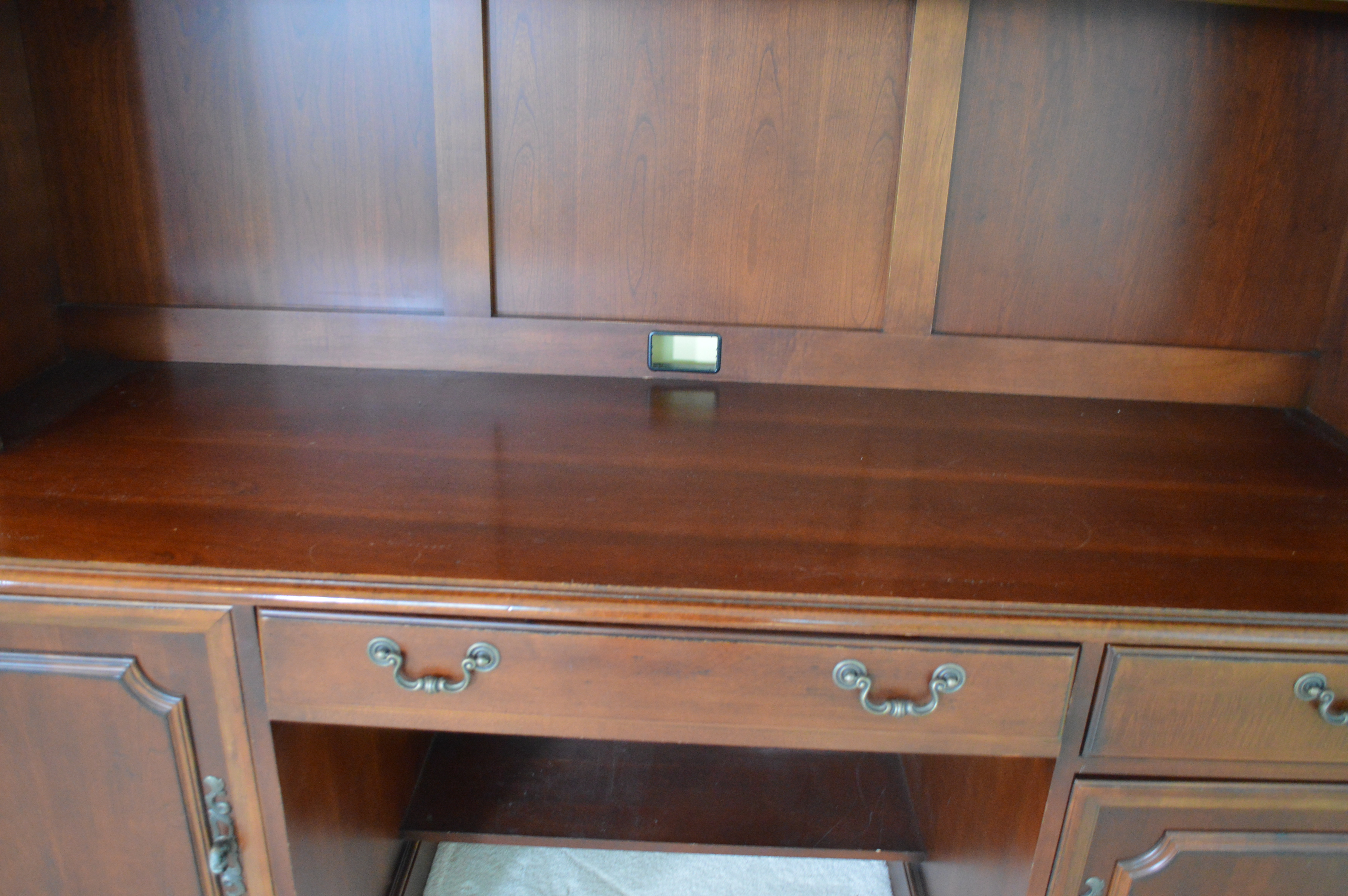 Hooker Mahogany Computer Desk with Bookcase Hutch, Contemporary