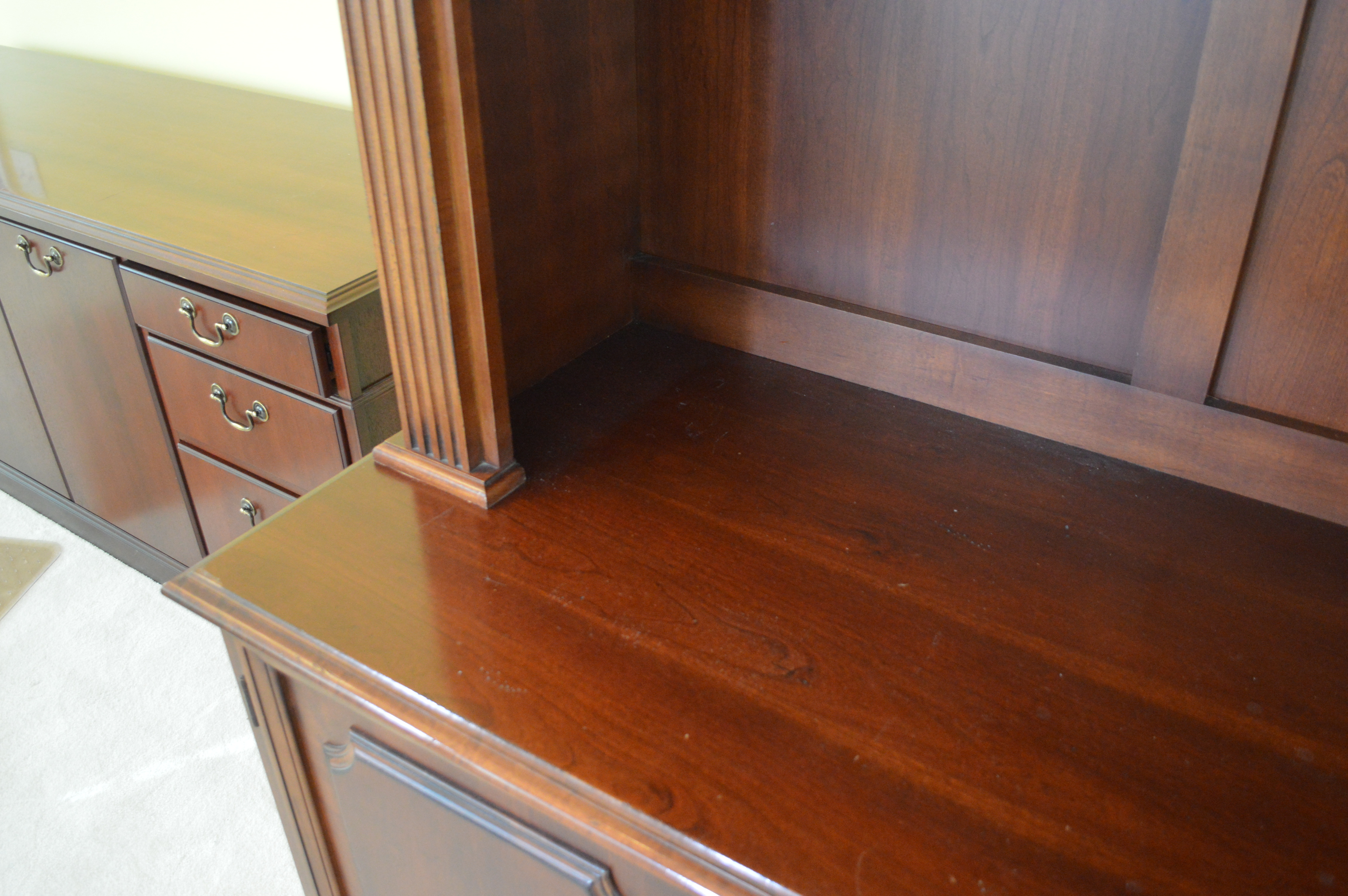 Hooker Mahogany Computer Desk with Bookcase Hutch, Contemporary