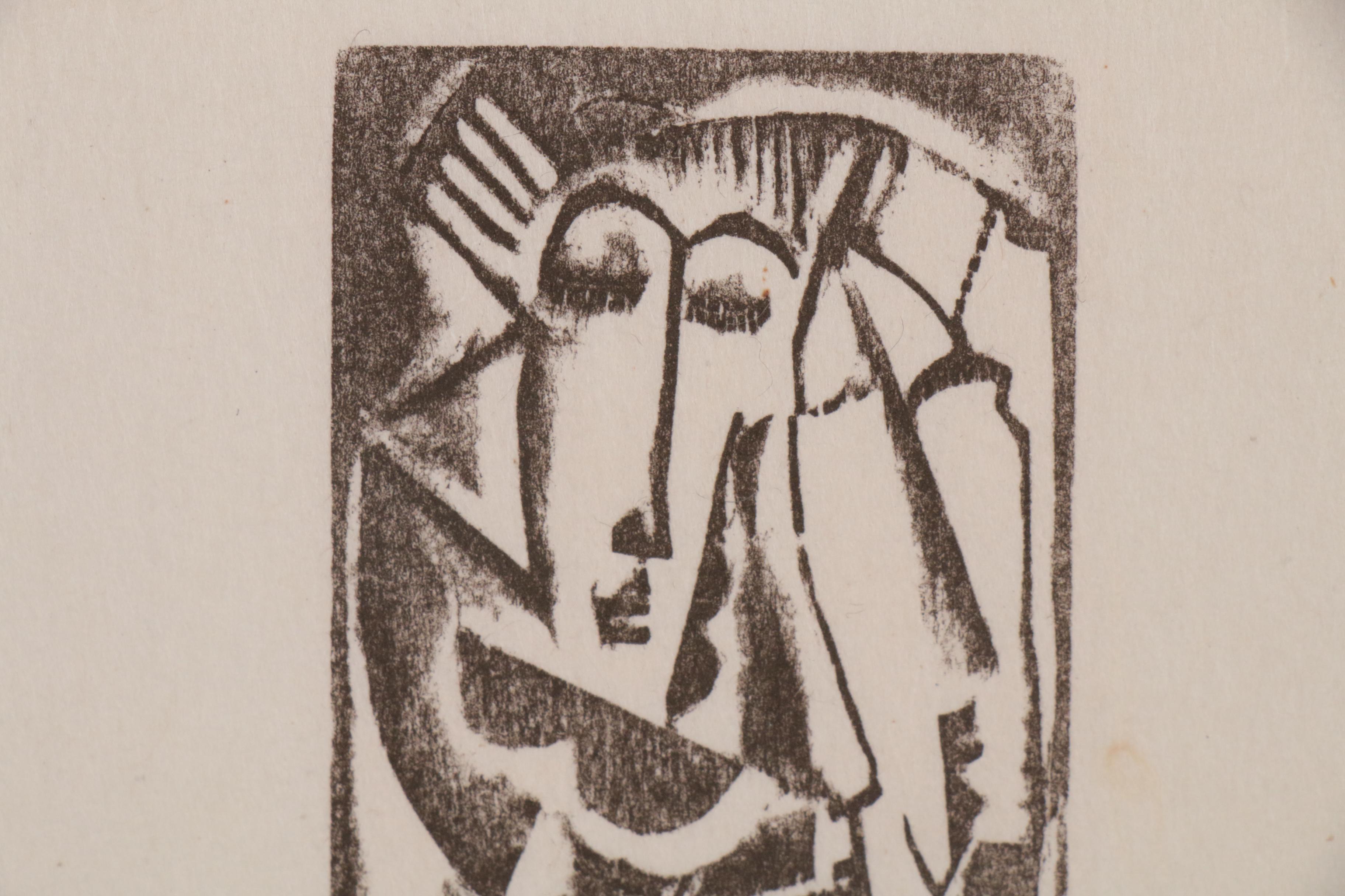 Max Weber Woodcut "Two Figures", 1956