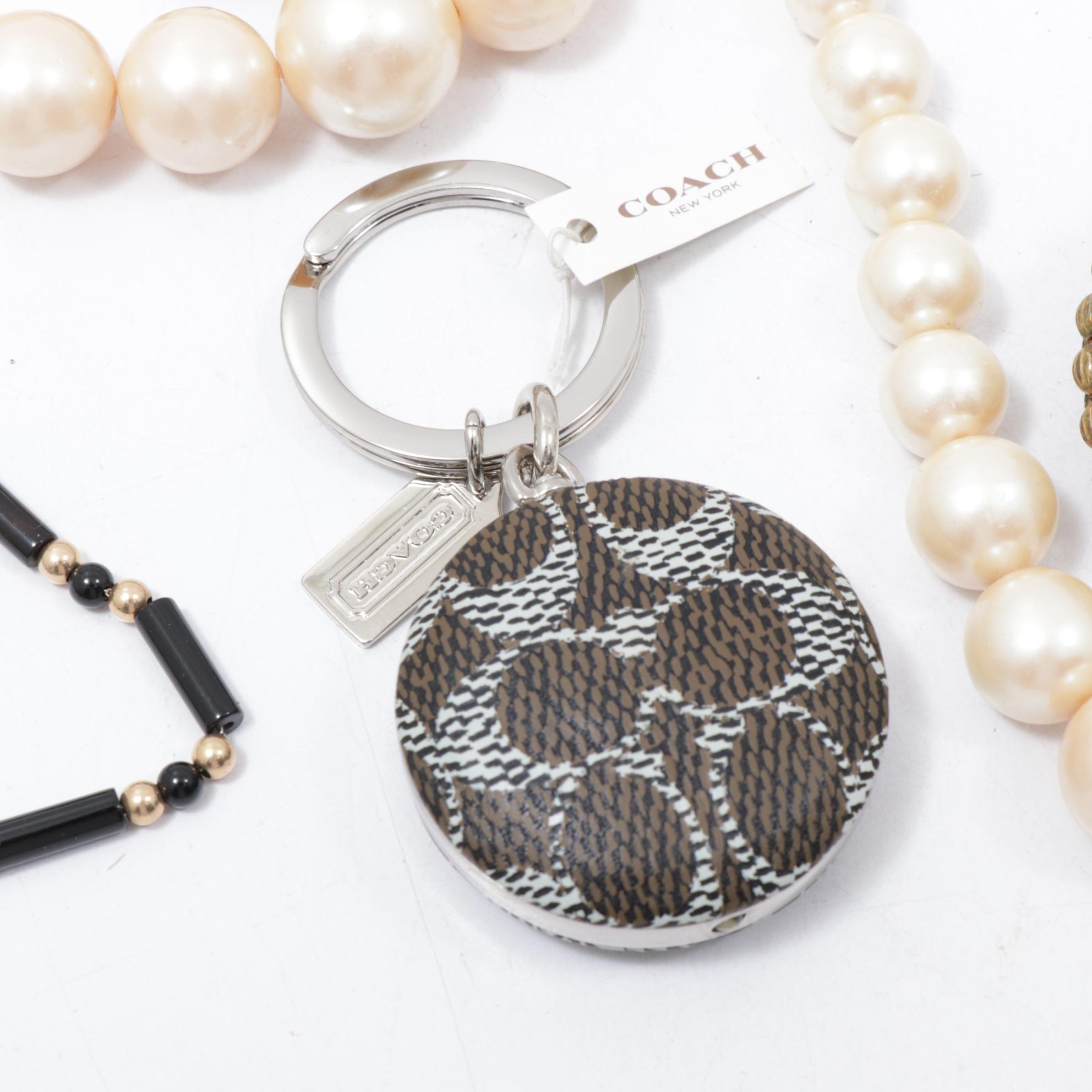 Bakelite Bracelets, Miriam Haskell Brooch, Coach Key Chain and More Jewelry