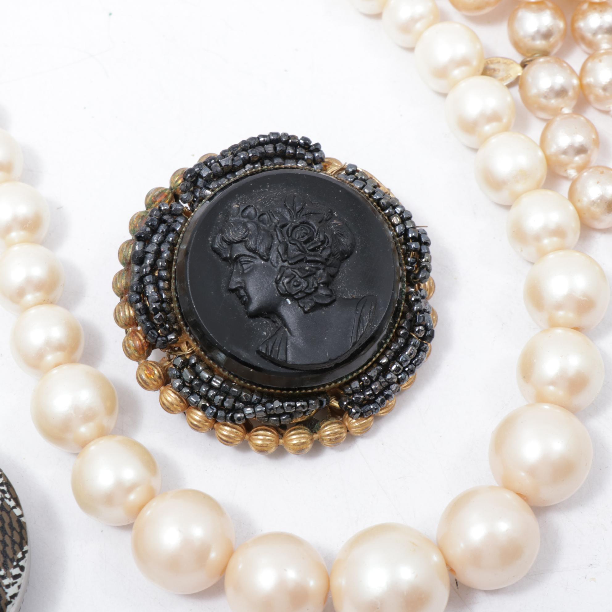 Bakelite Bracelets, Miriam Haskell Brooch, Coach Key Chain and More Jewelry