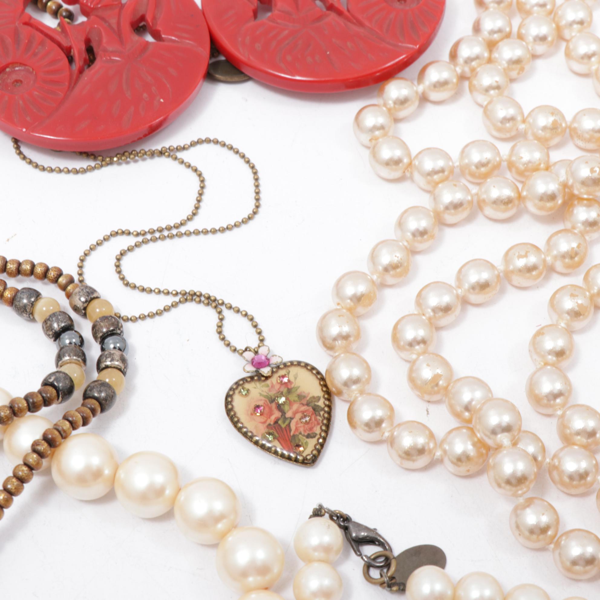 Bakelite Bracelets, Miriam Haskell Brooch, Coach Key Chain and More Jewelry