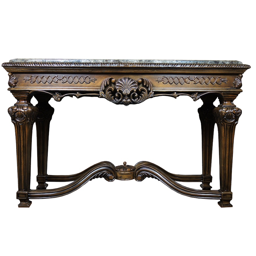 Louis XVI Style Tessellated Marble-Top Console Table, Contemporary