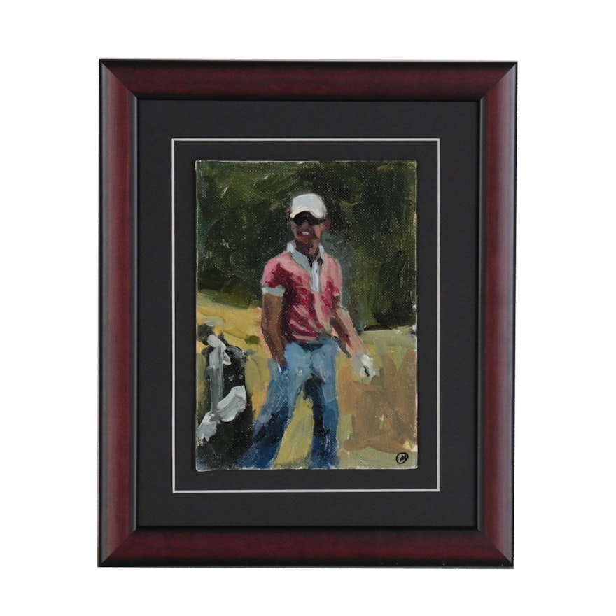 Martin Azari Oil Painting of a Golfer