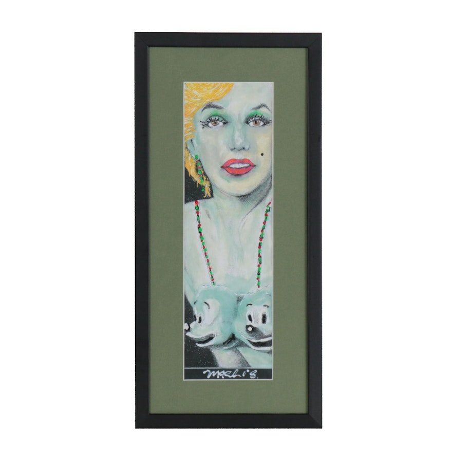 Ricardo Marlis Embellished Offset Lithograph of Marilyn Monroe