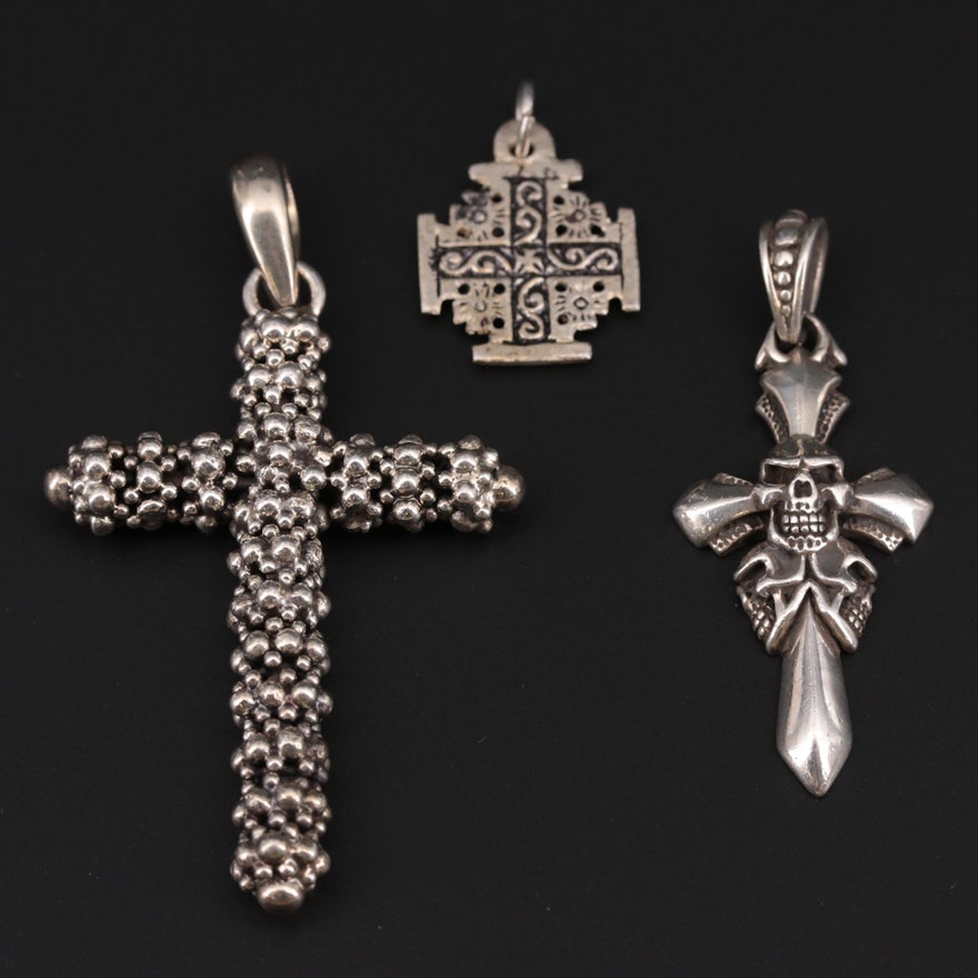 Sterling and 800 Silver Cross Pendants