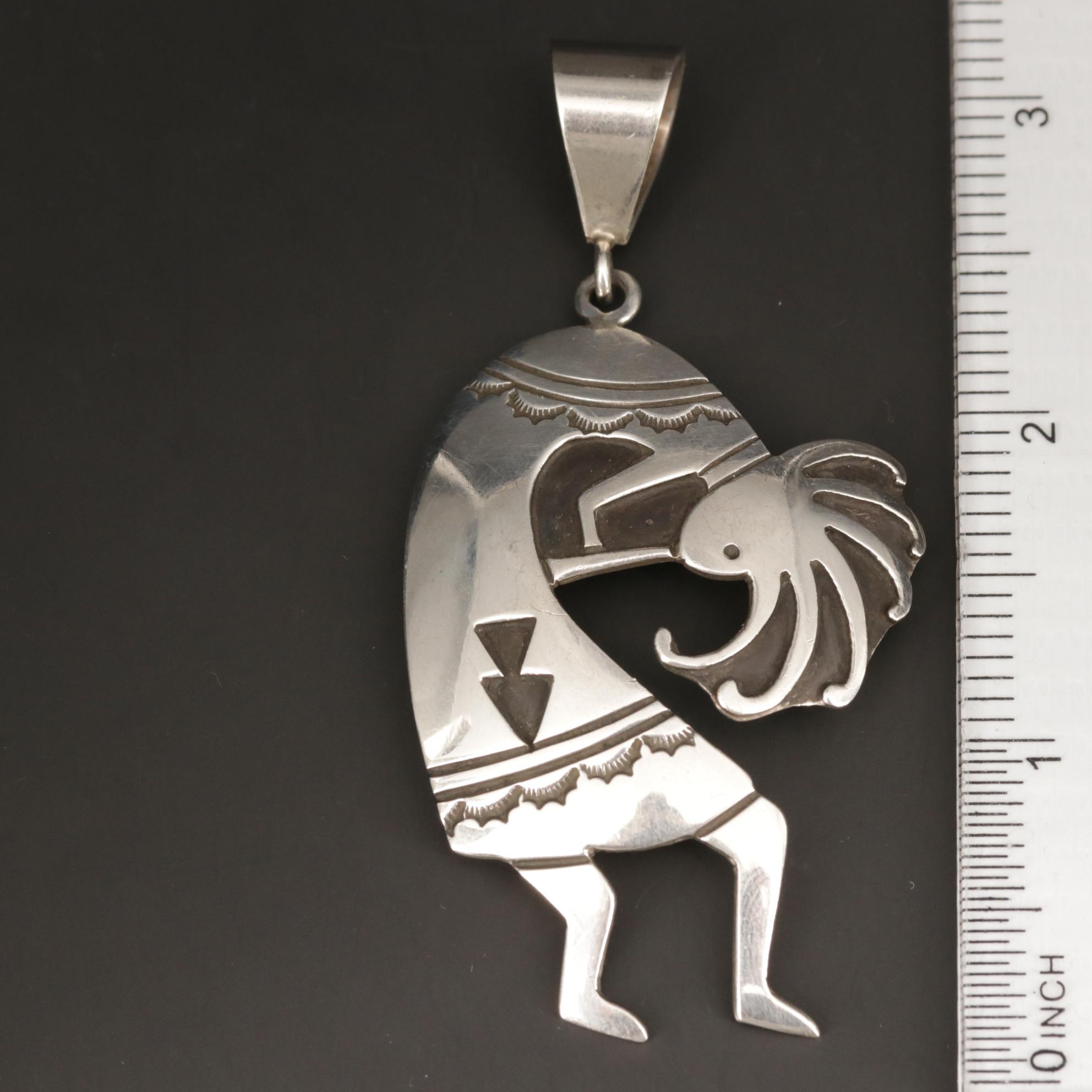 Norman Woody Navajo Diné Sterling Silver Kokopelli Pendant