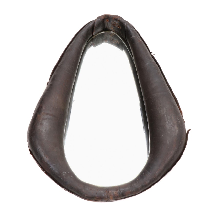 Converted Antique Leather Horse Collar Wall Mirror