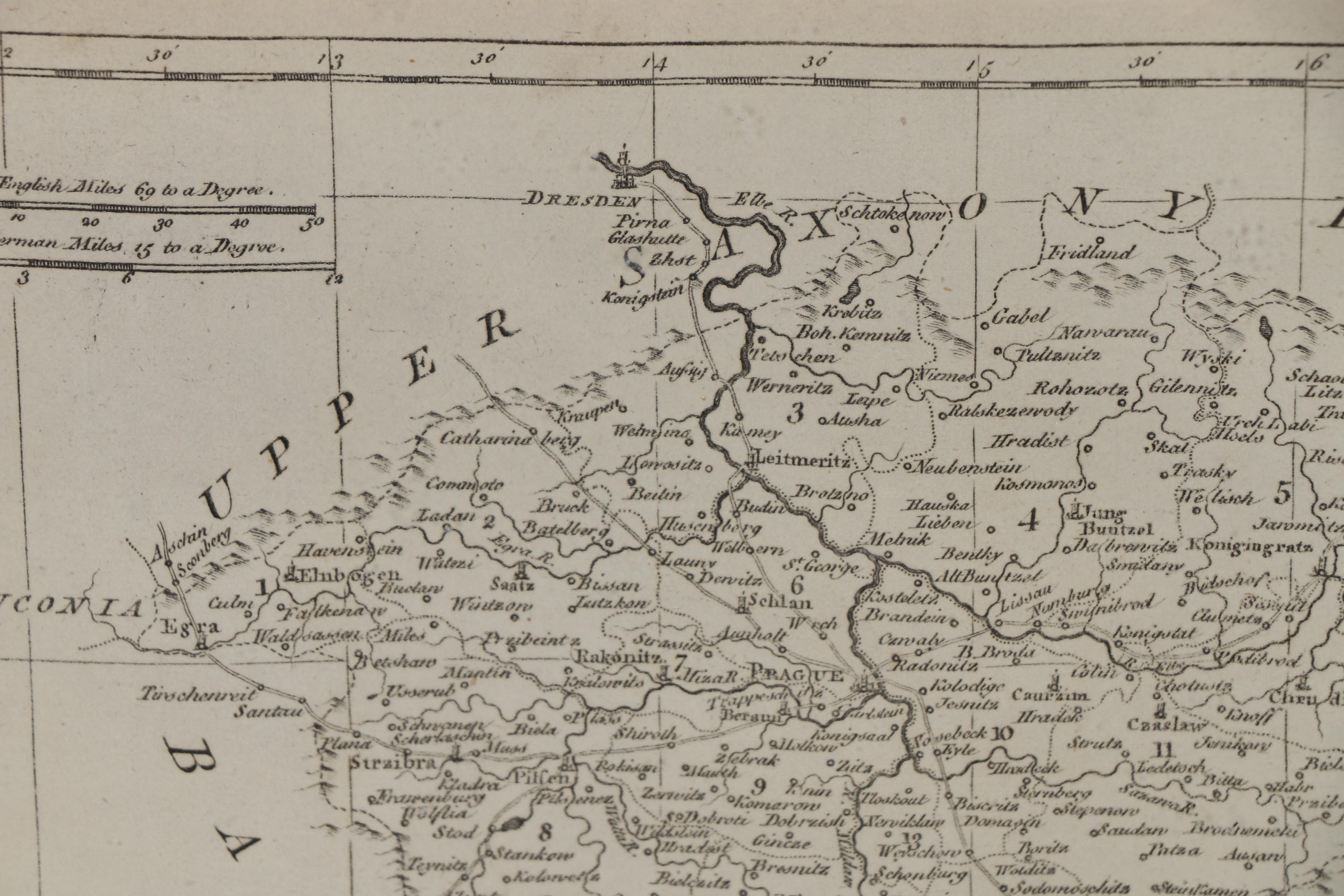 Copperplate Engraving "An Accurate Map of the Kingdom of Bohemia", Circa 1760