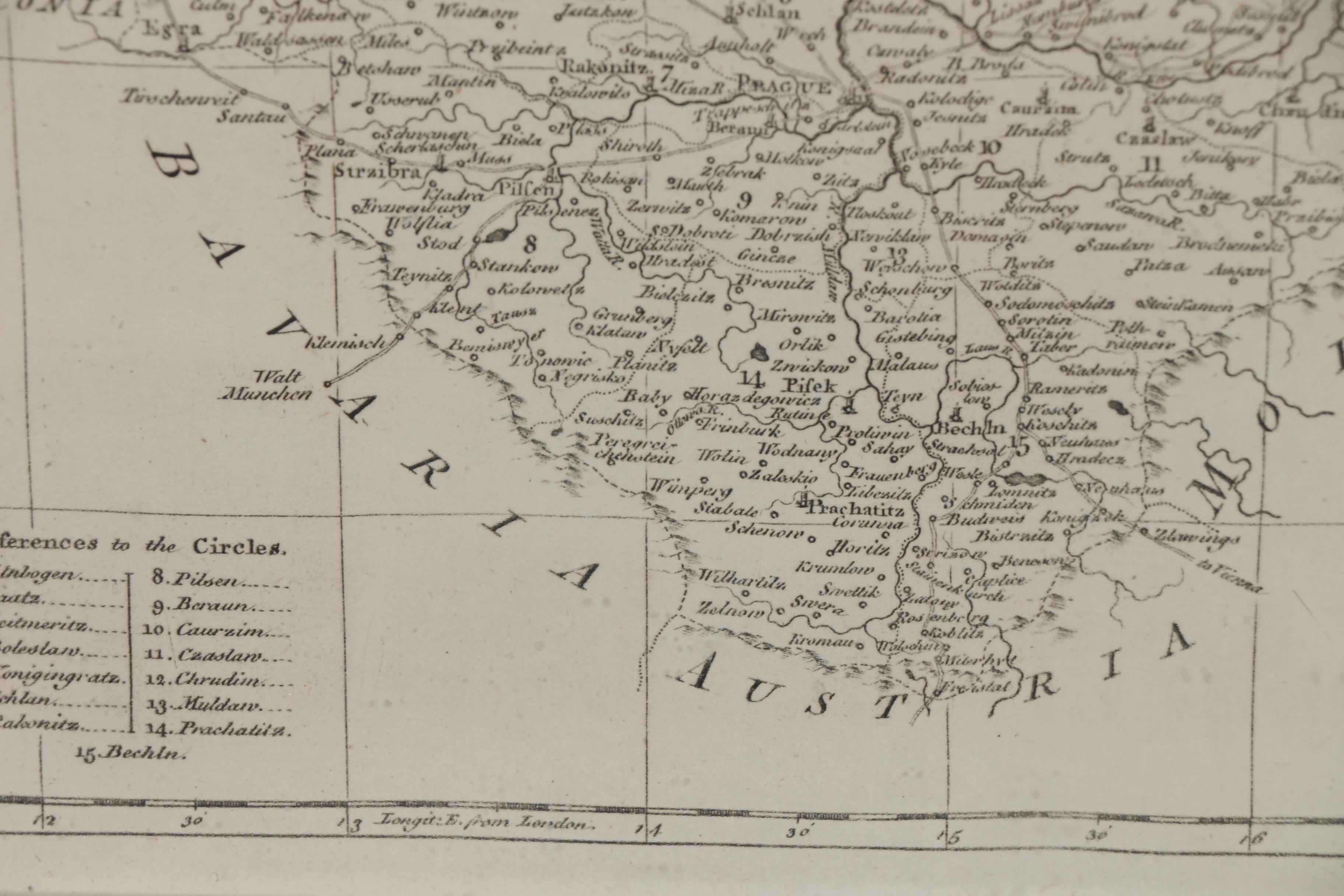 Copperplate Engraving "An Accurate Map of the Kingdom of Bohemia", Circa 1760