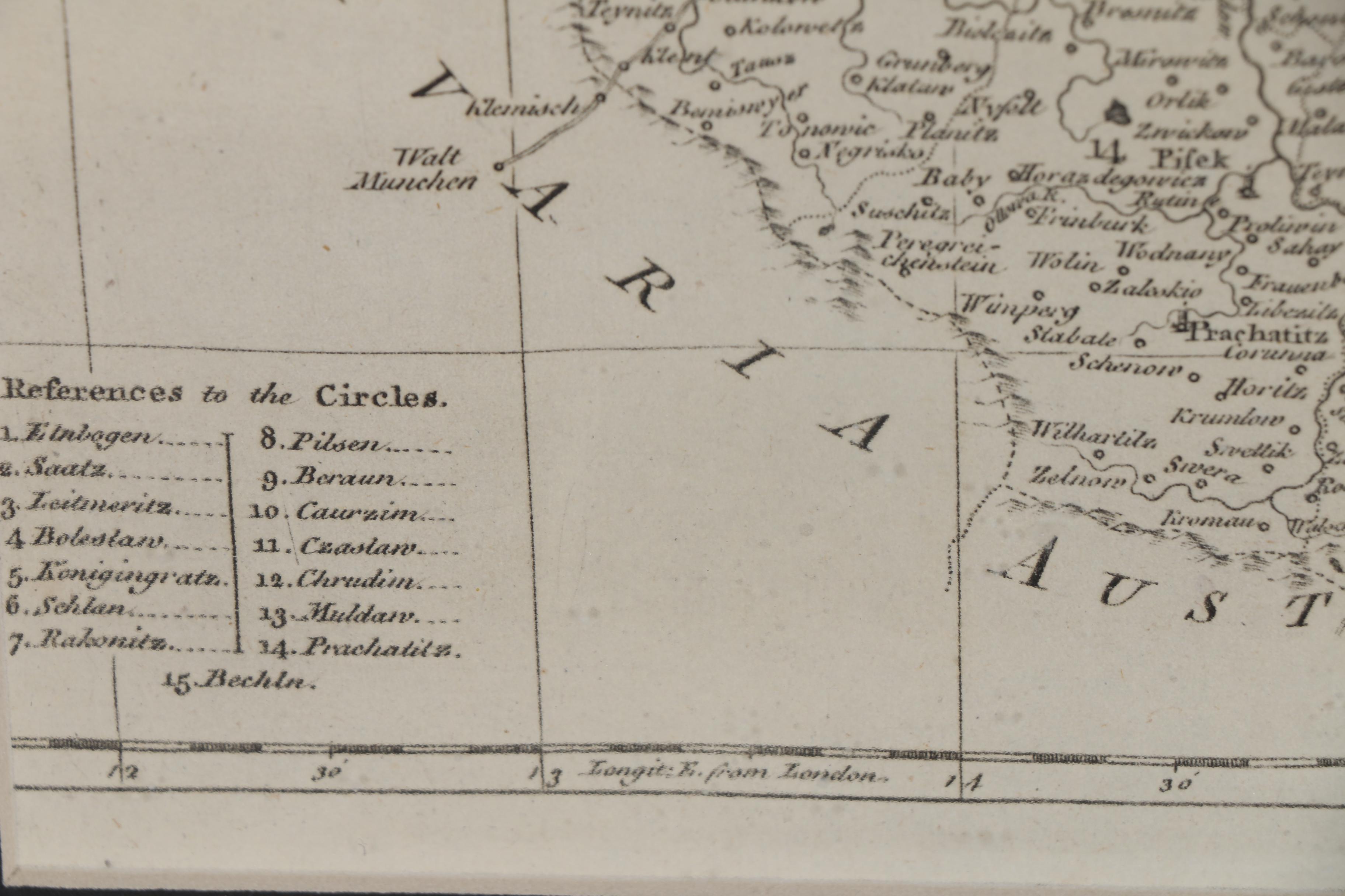 Copperplate Engraving "An Accurate Map of the Kingdom of Bohemia", Circa 1760