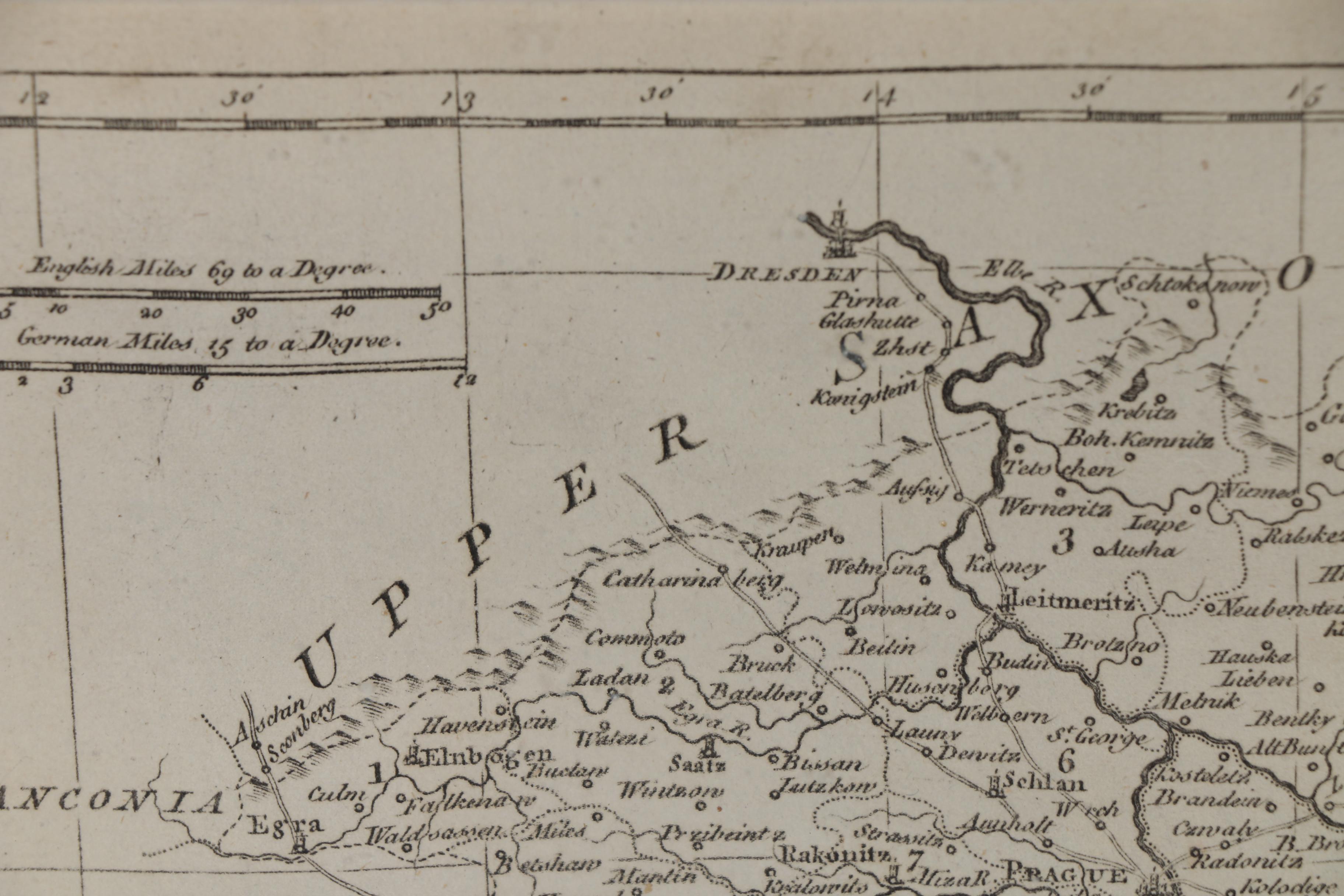 Copperplate Engraving "An Accurate Map of the Kingdom of Bohemia", Circa 1760