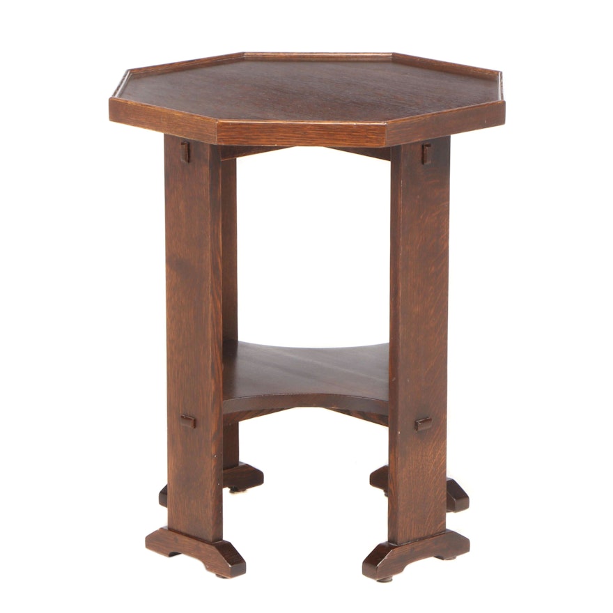 Stickley, Arts and Crafts Style Oak Octagonal Side Table