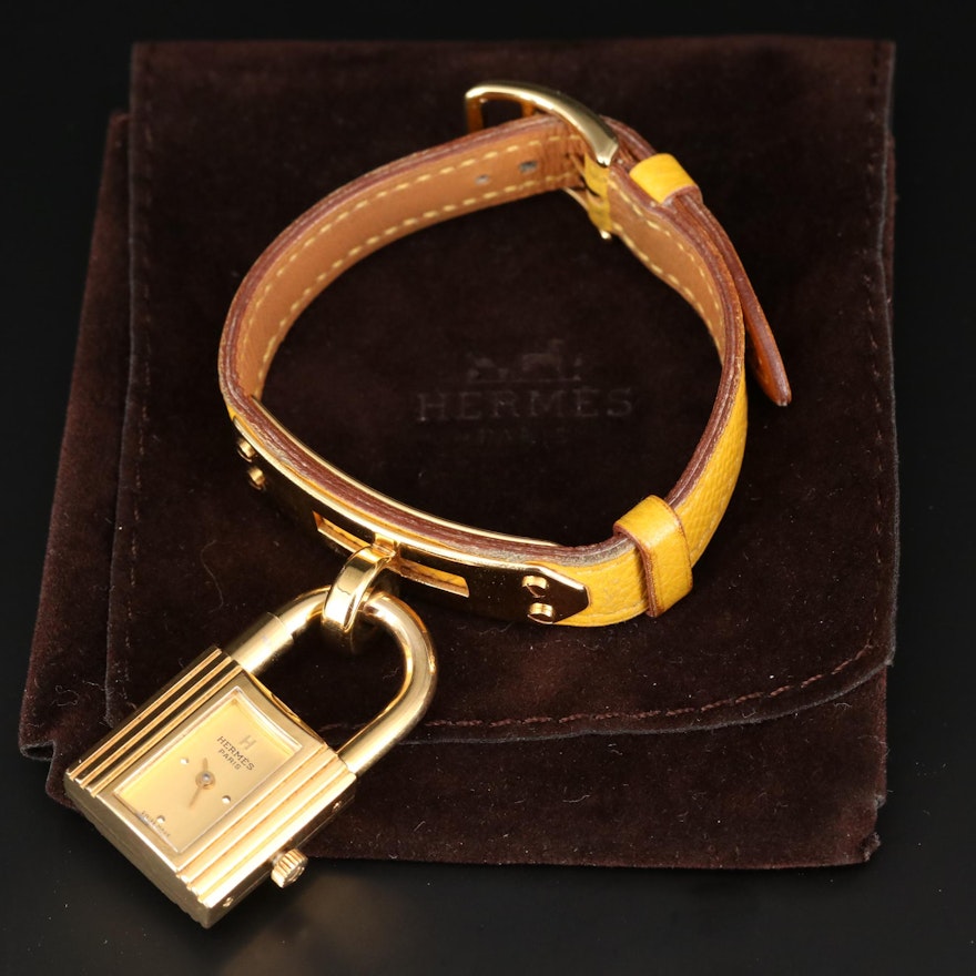 Hermes Kelly Gold Tone Quartz Wristwatch