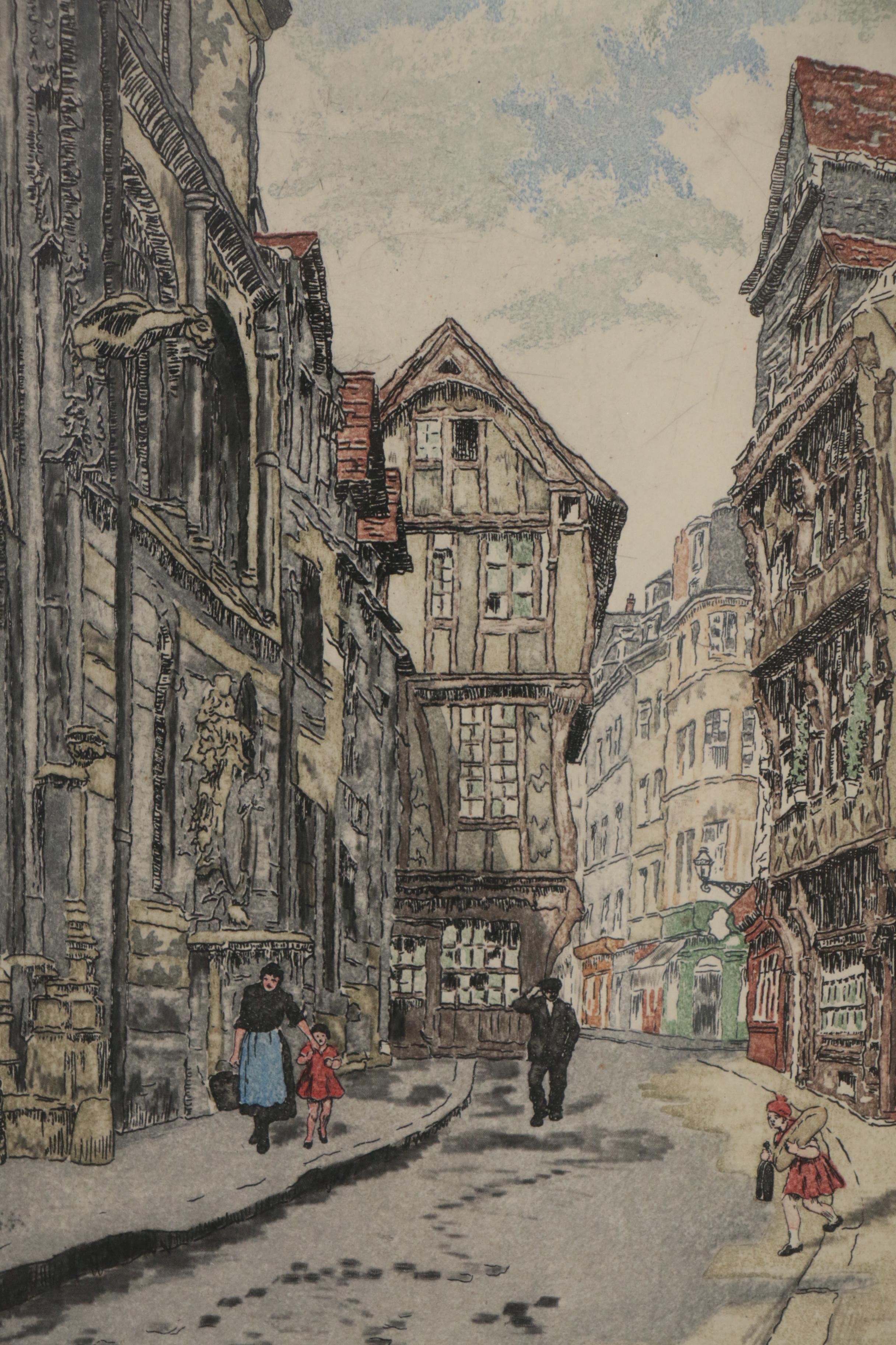 W. De La Broye Aquatint Etchings of European Street Scenes