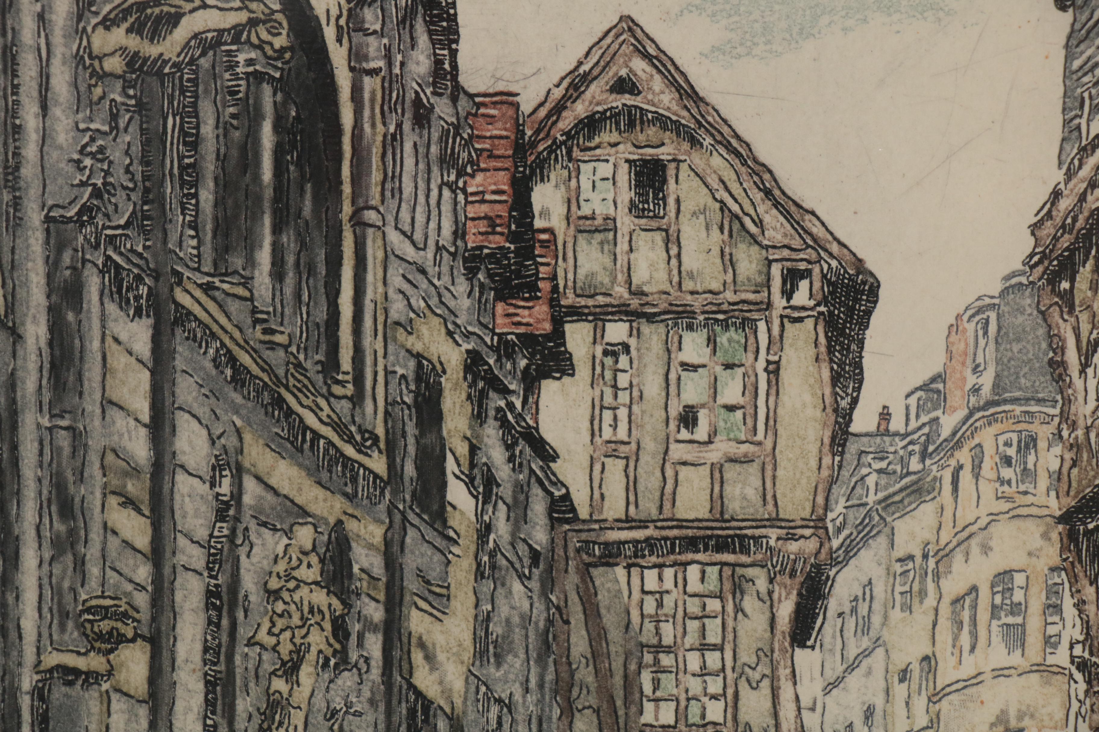 W. De La Broye Aquatint Etchings of European Street Scenes