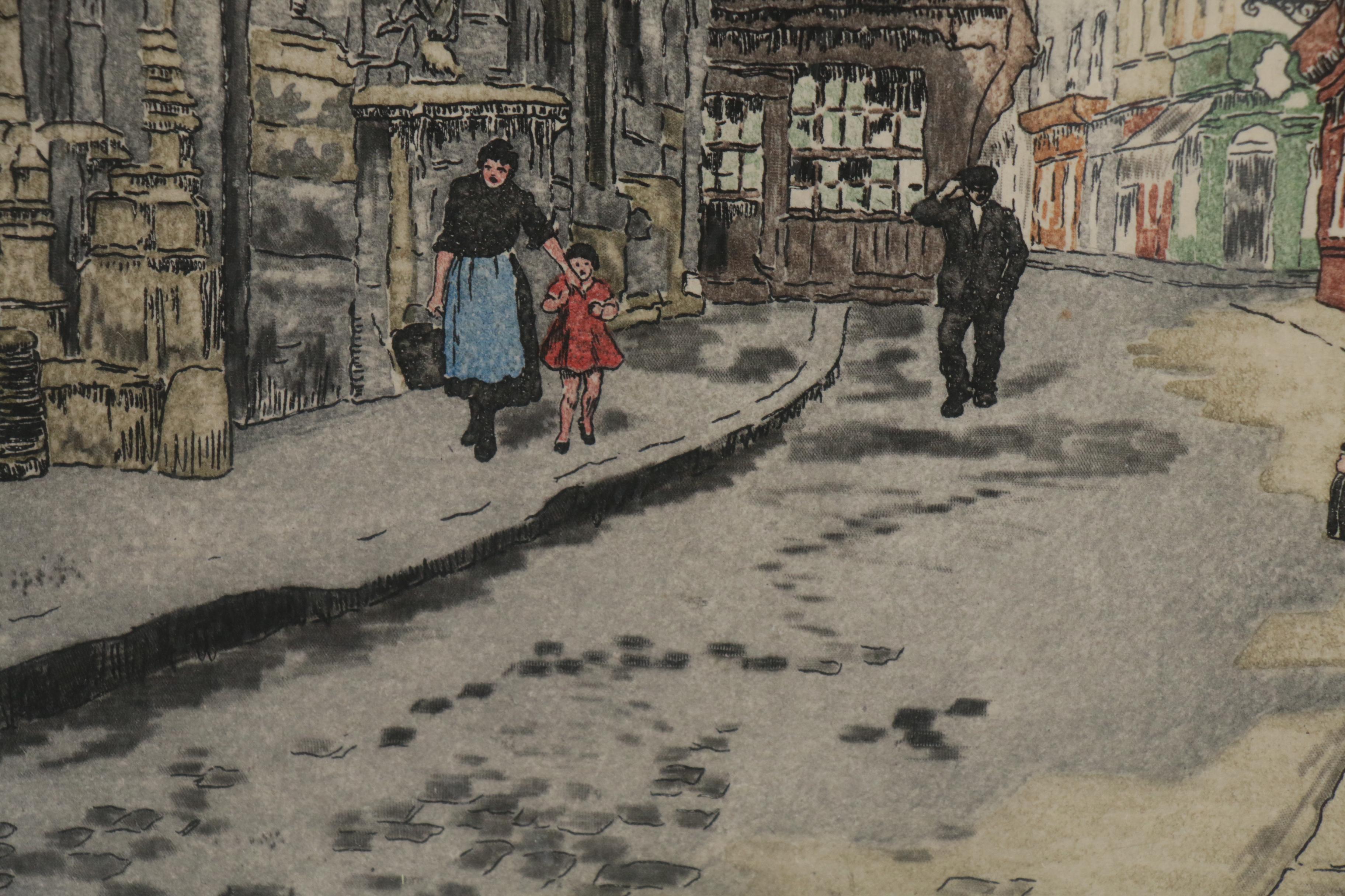 W. De La Broye Aquatint Etchings of European Street Scenes