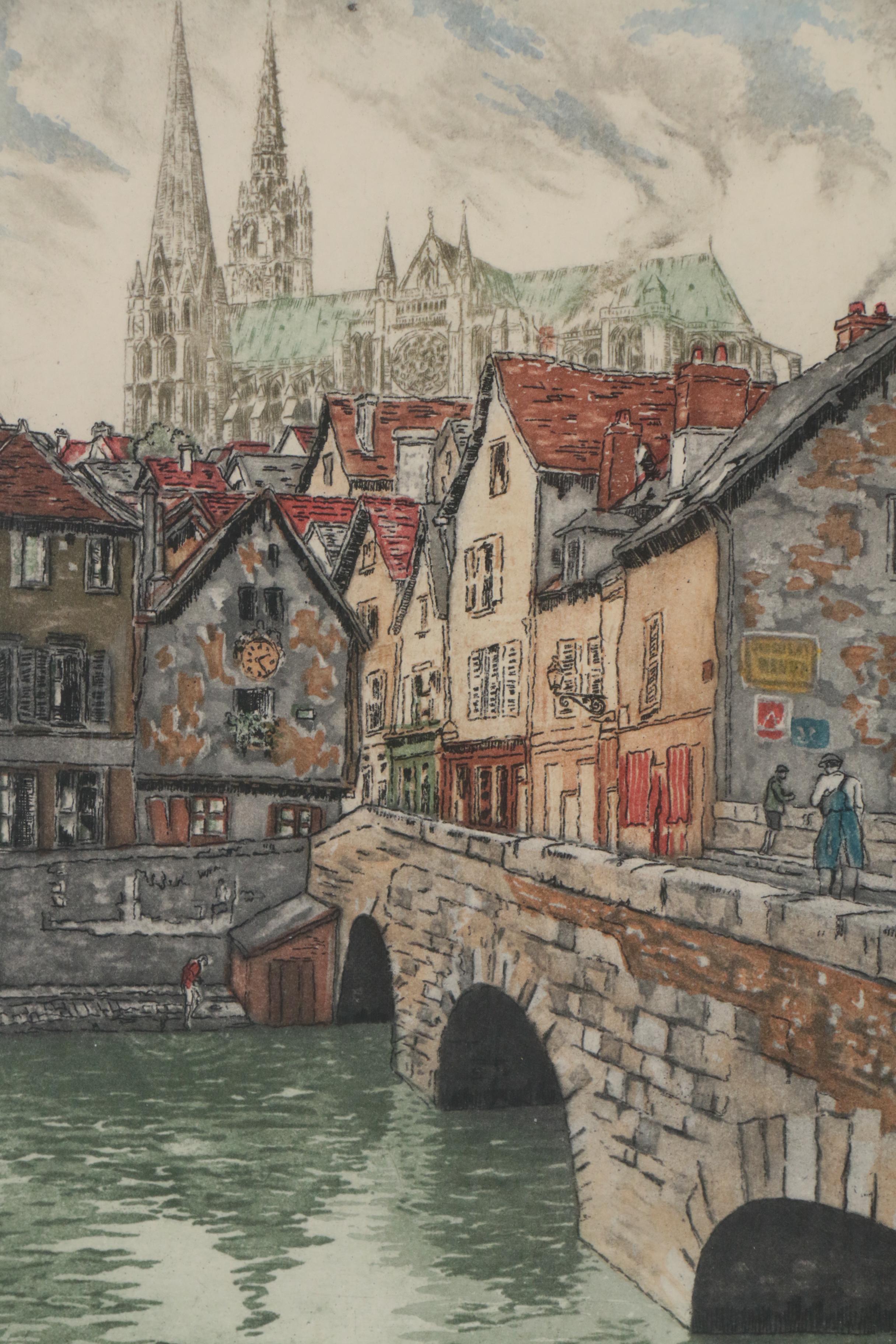 W. De La Broye Aquatint Etchings of European Street Scenes